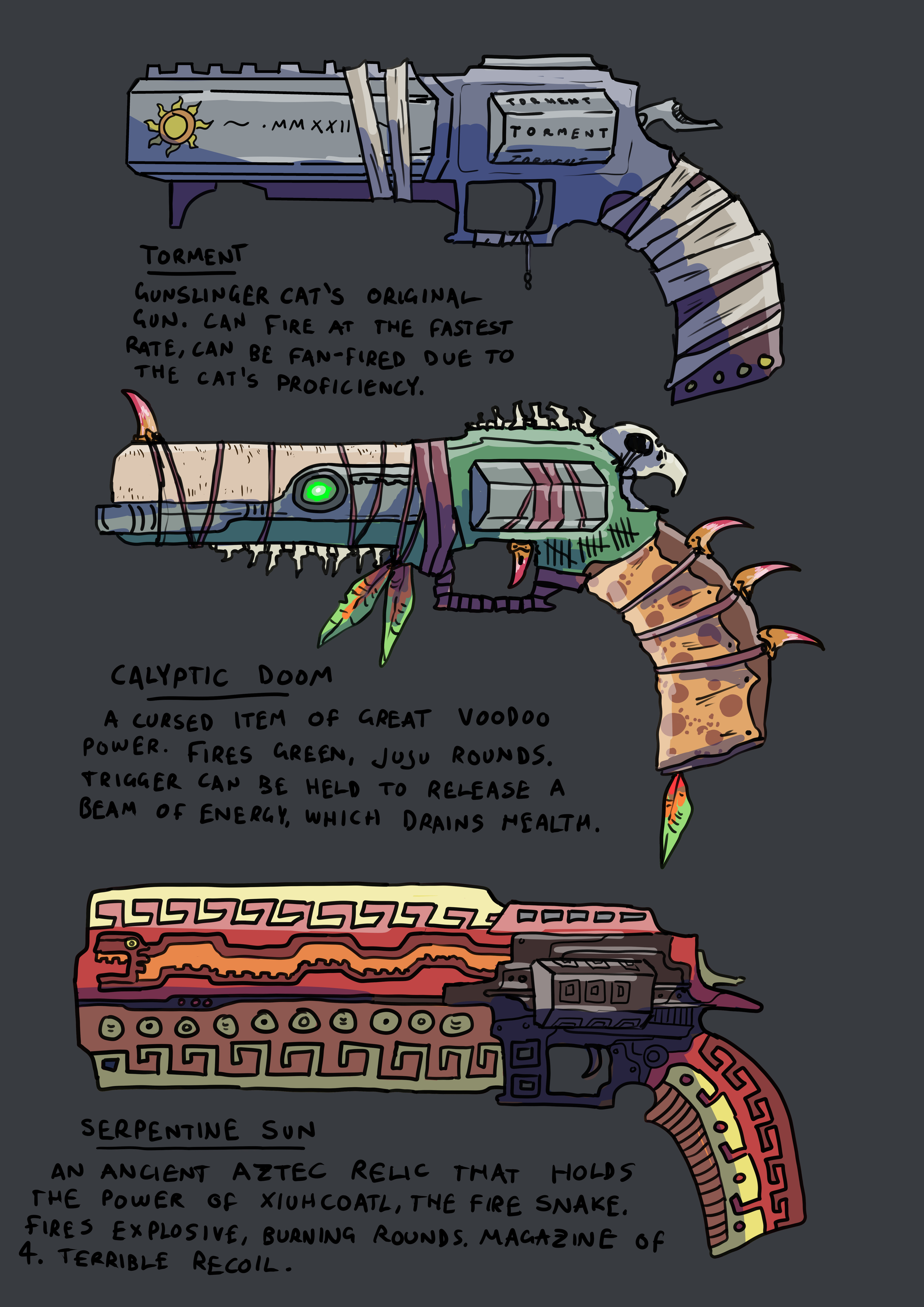 some guns I made for the gunslinger cat.