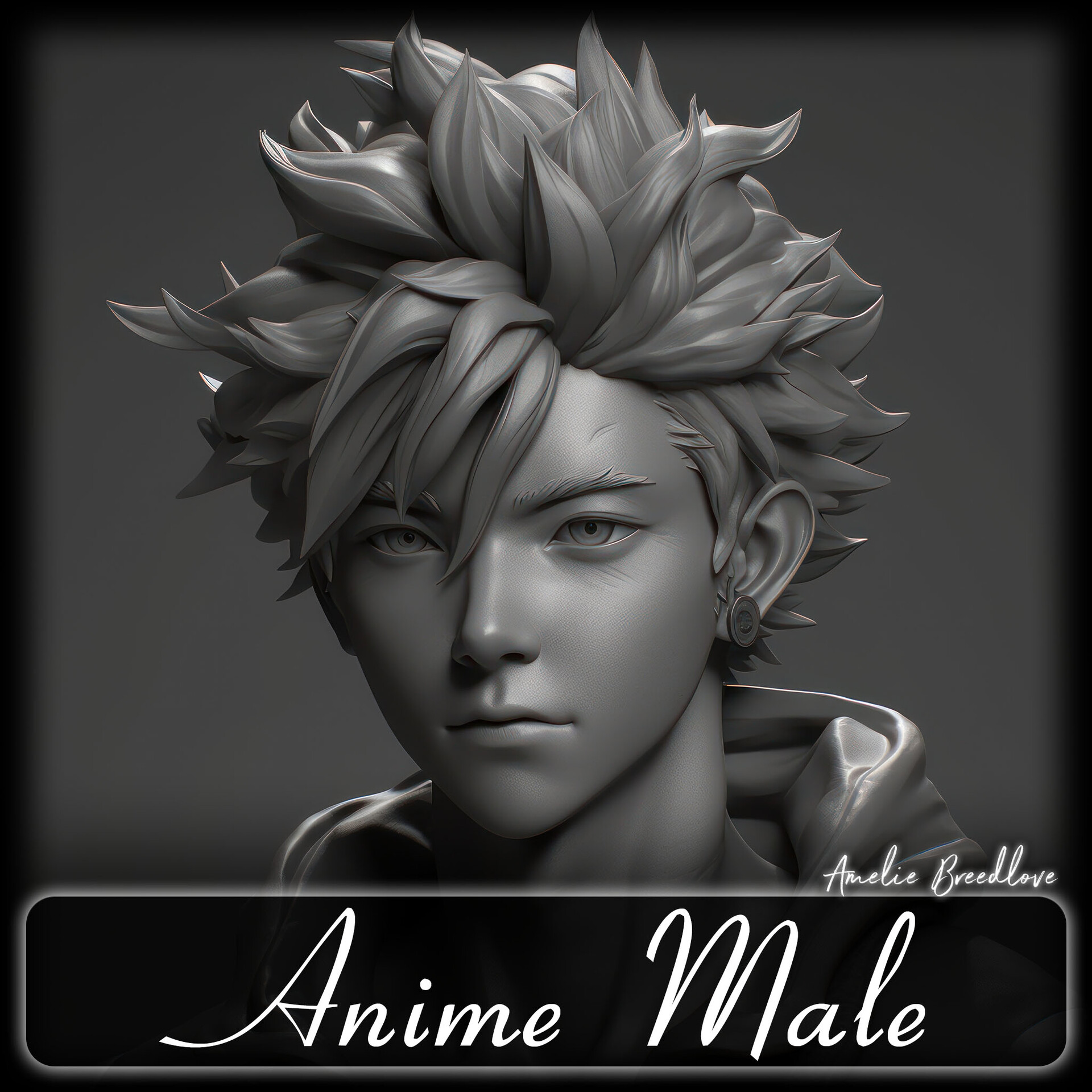 anime style male character head  Stock vector  Colourbox