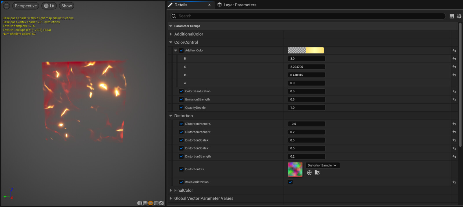 Trail material instance