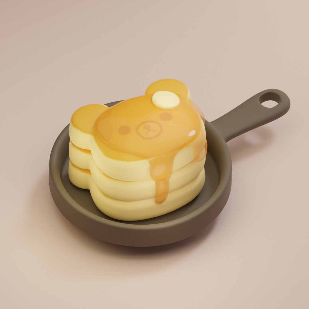 Rilakkuma Pancake 3D Model Food