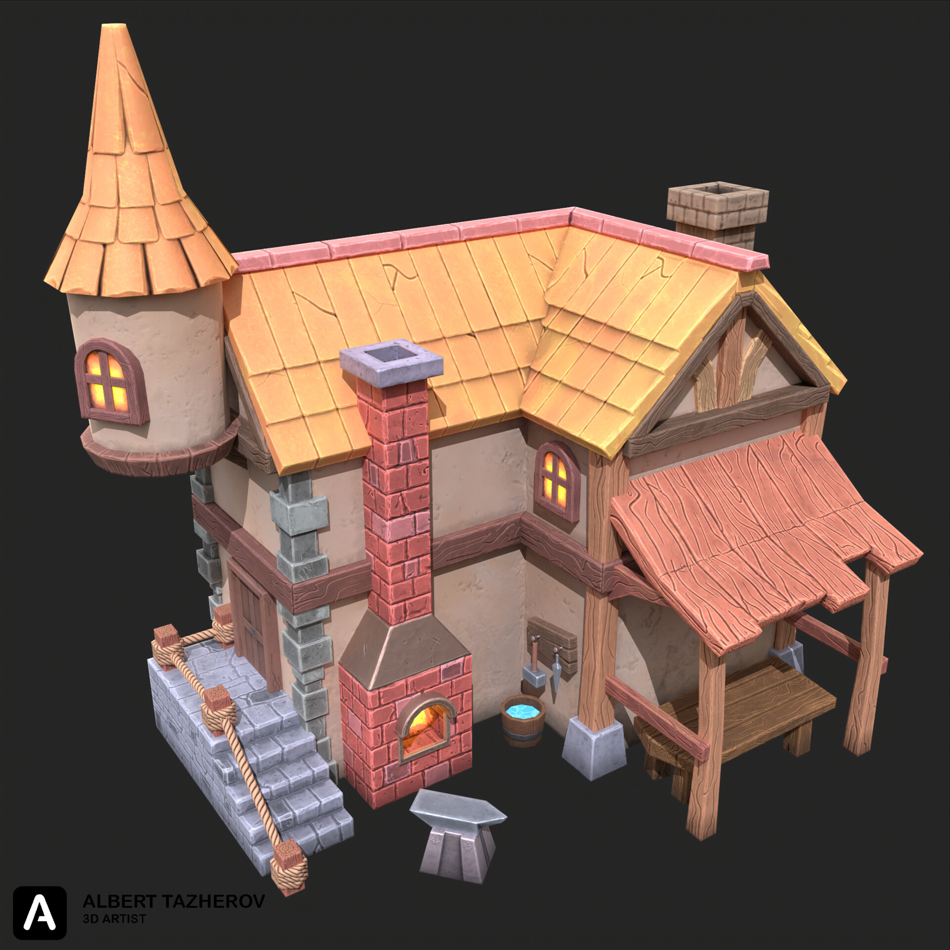 ArtStation - Stylized 3D Blacksmith Shop