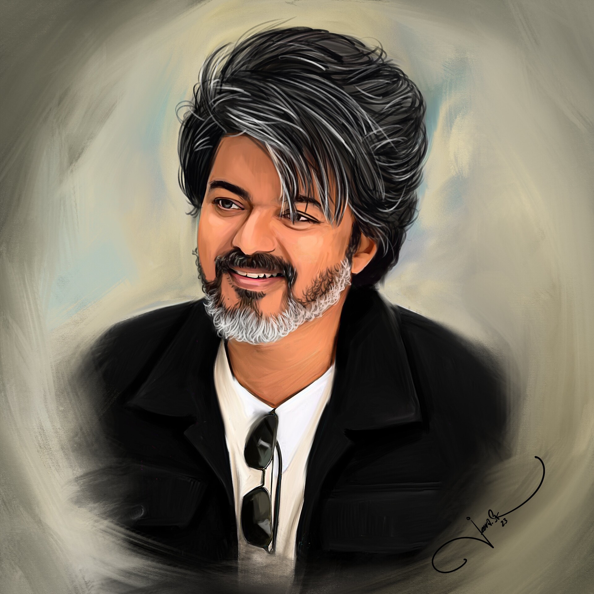 ArtStation LeoFilm Thalapathy Vijay Painting 2023 painting Leo 