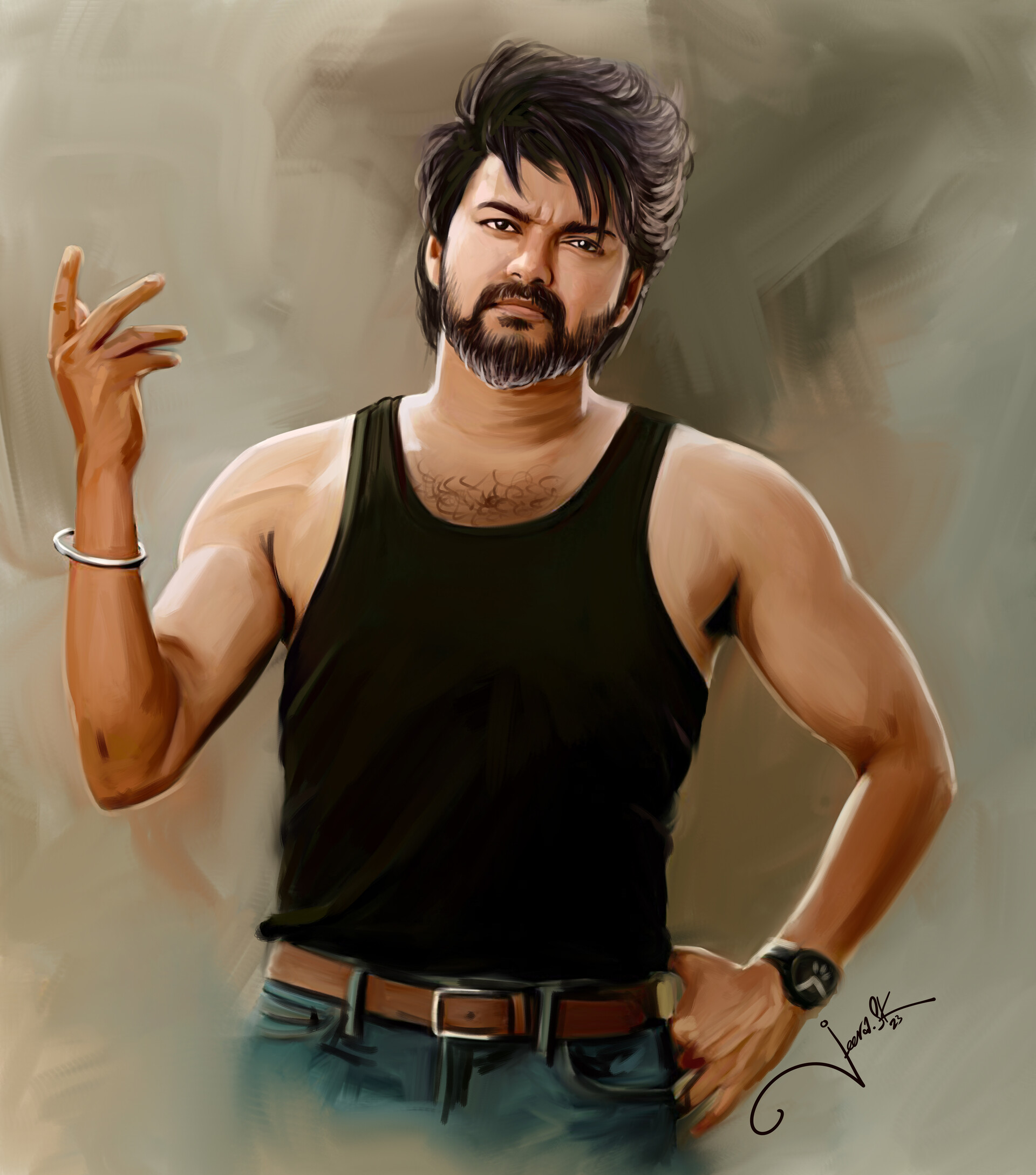 ArtStation - #LeoFilm Thalapathy Vijay Painting 2023 #painting #Leo # ...