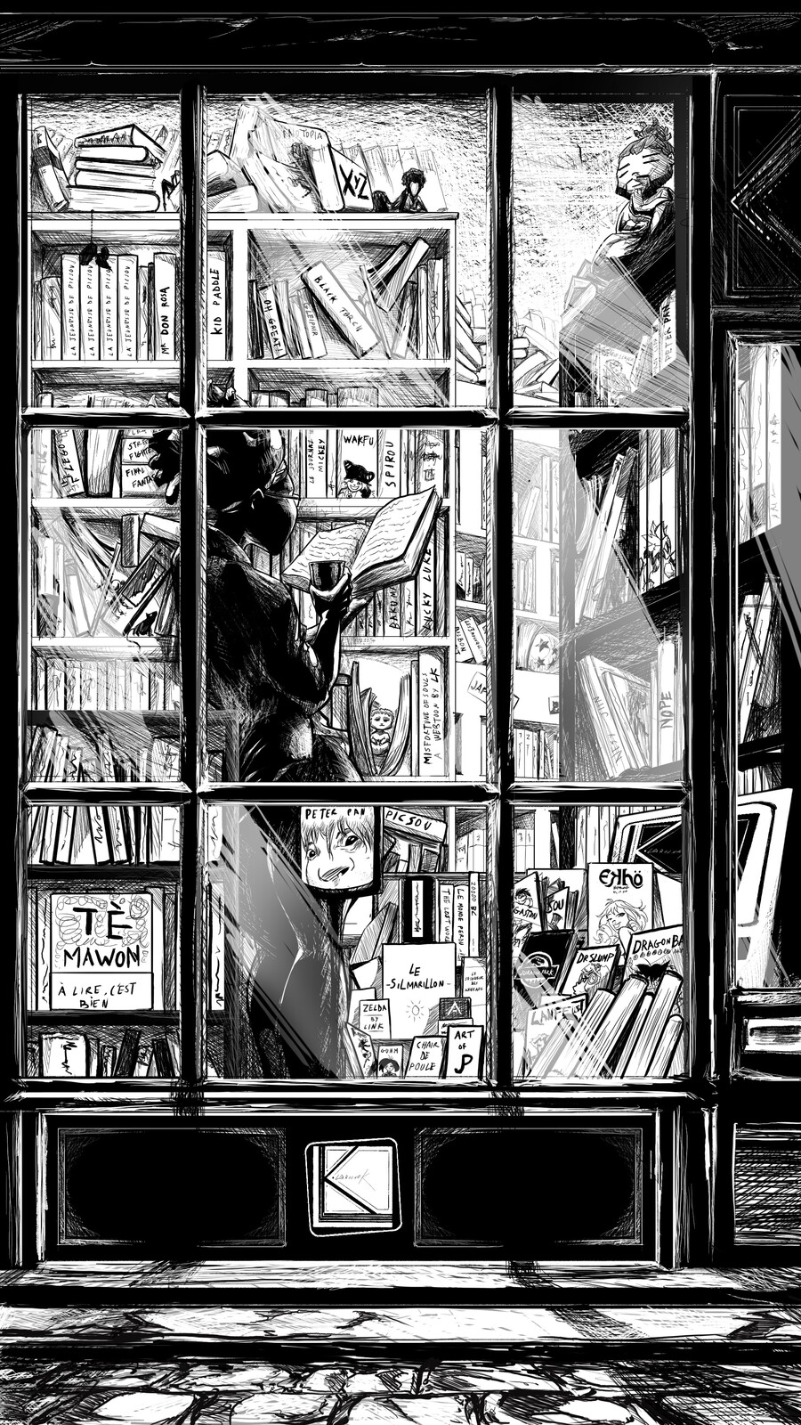 Une libraire dans sa librairie