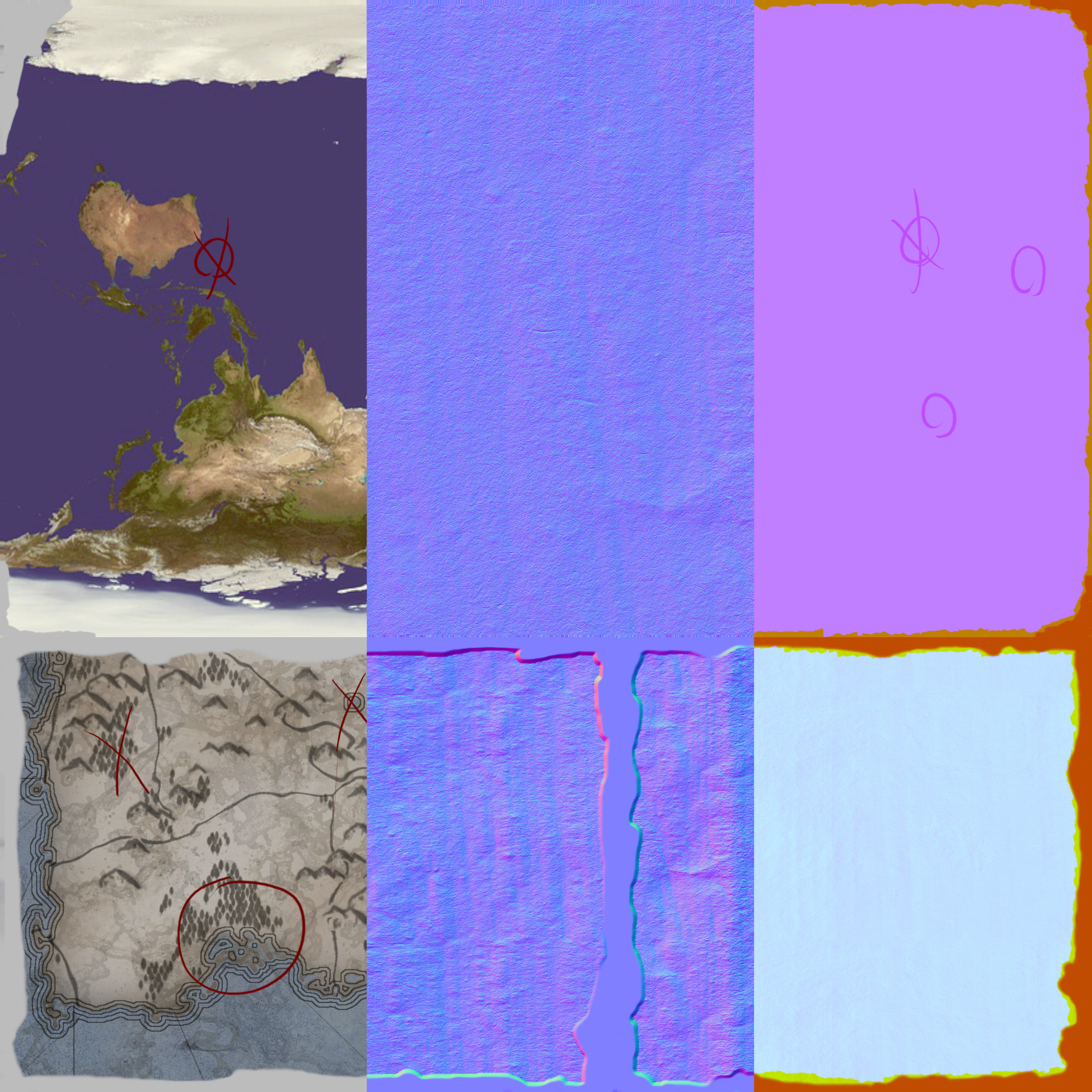 Texture maps for the maps laying on the table