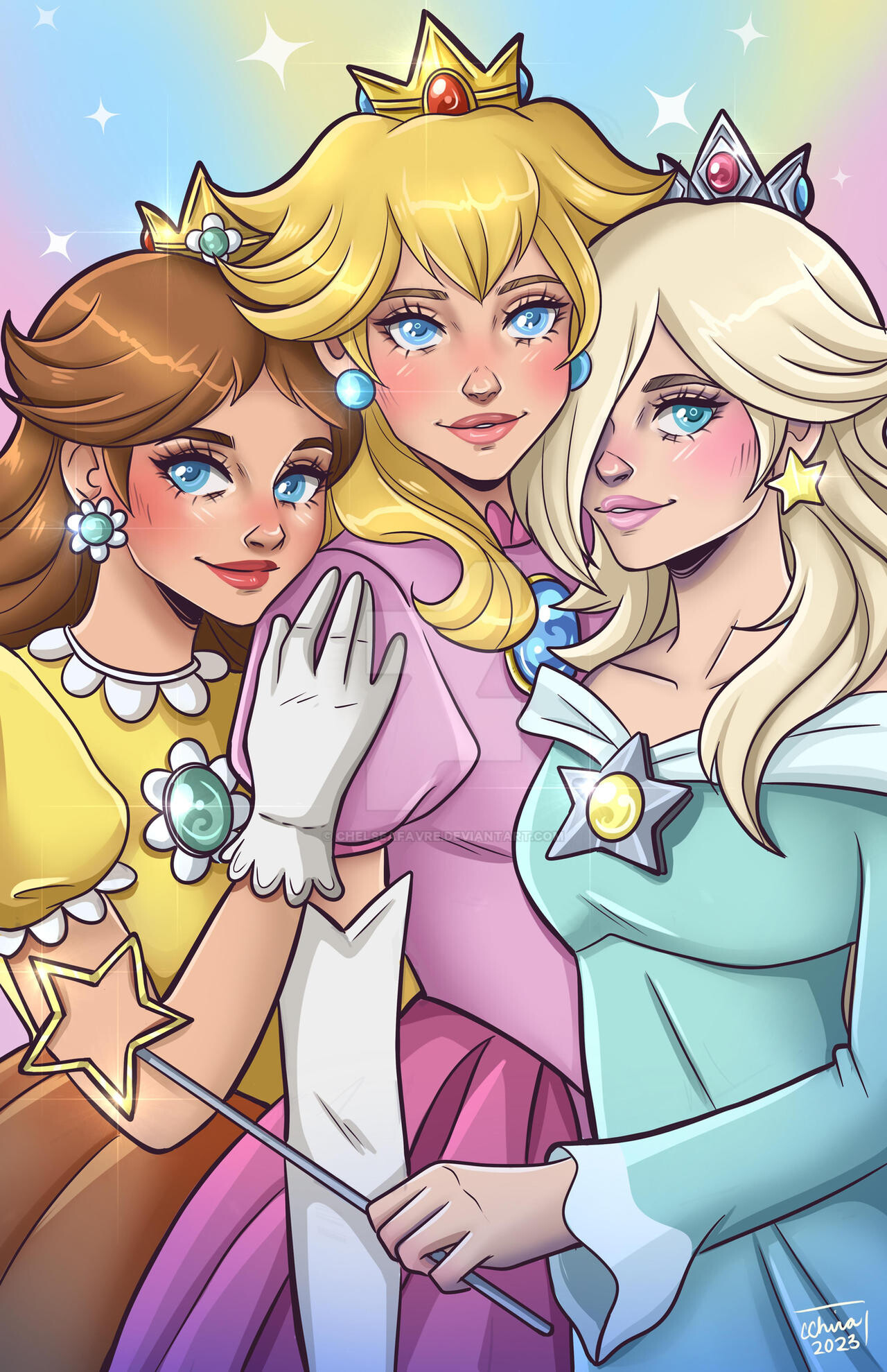 princess peach and daisy and rosalina