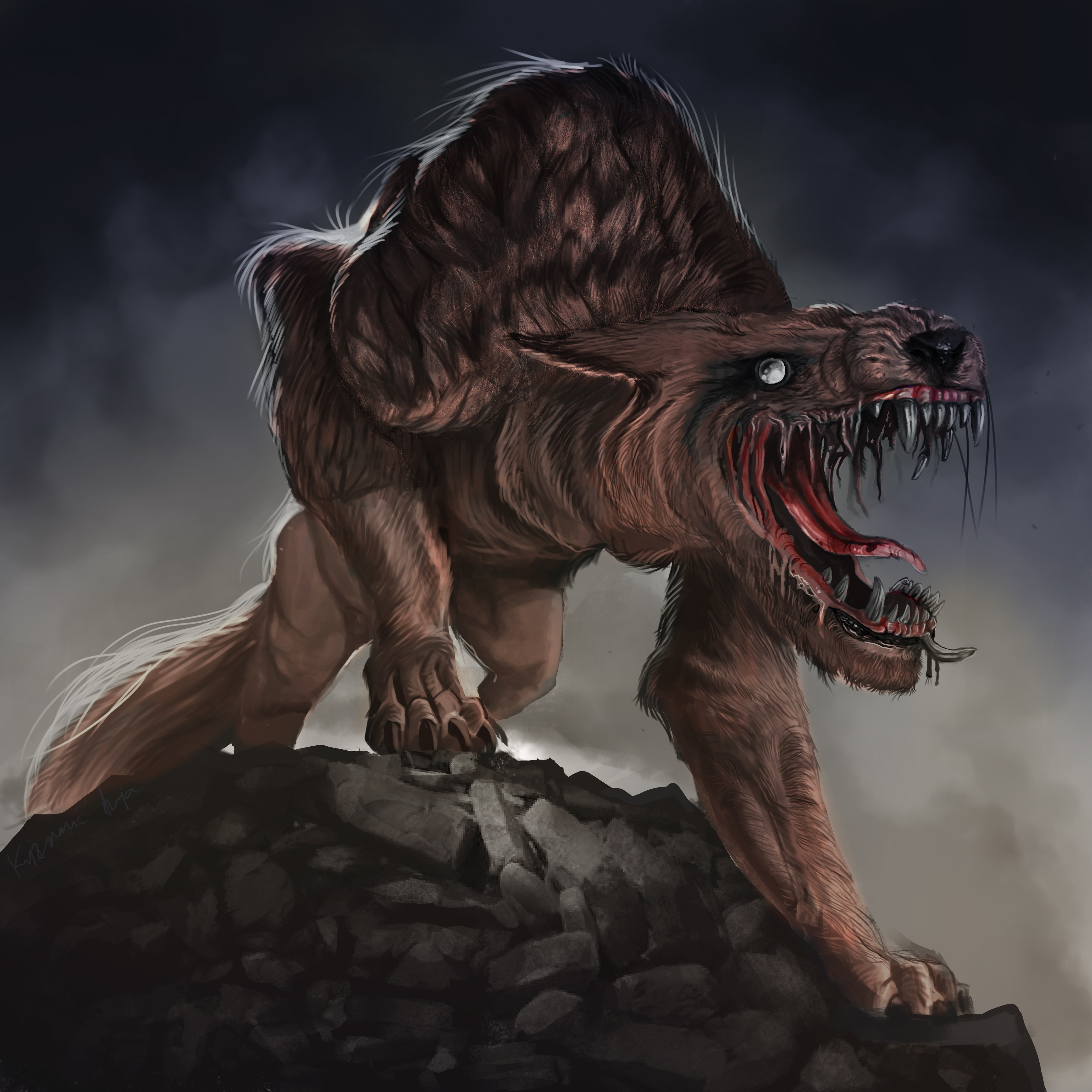 An illustration of concept wolf creature