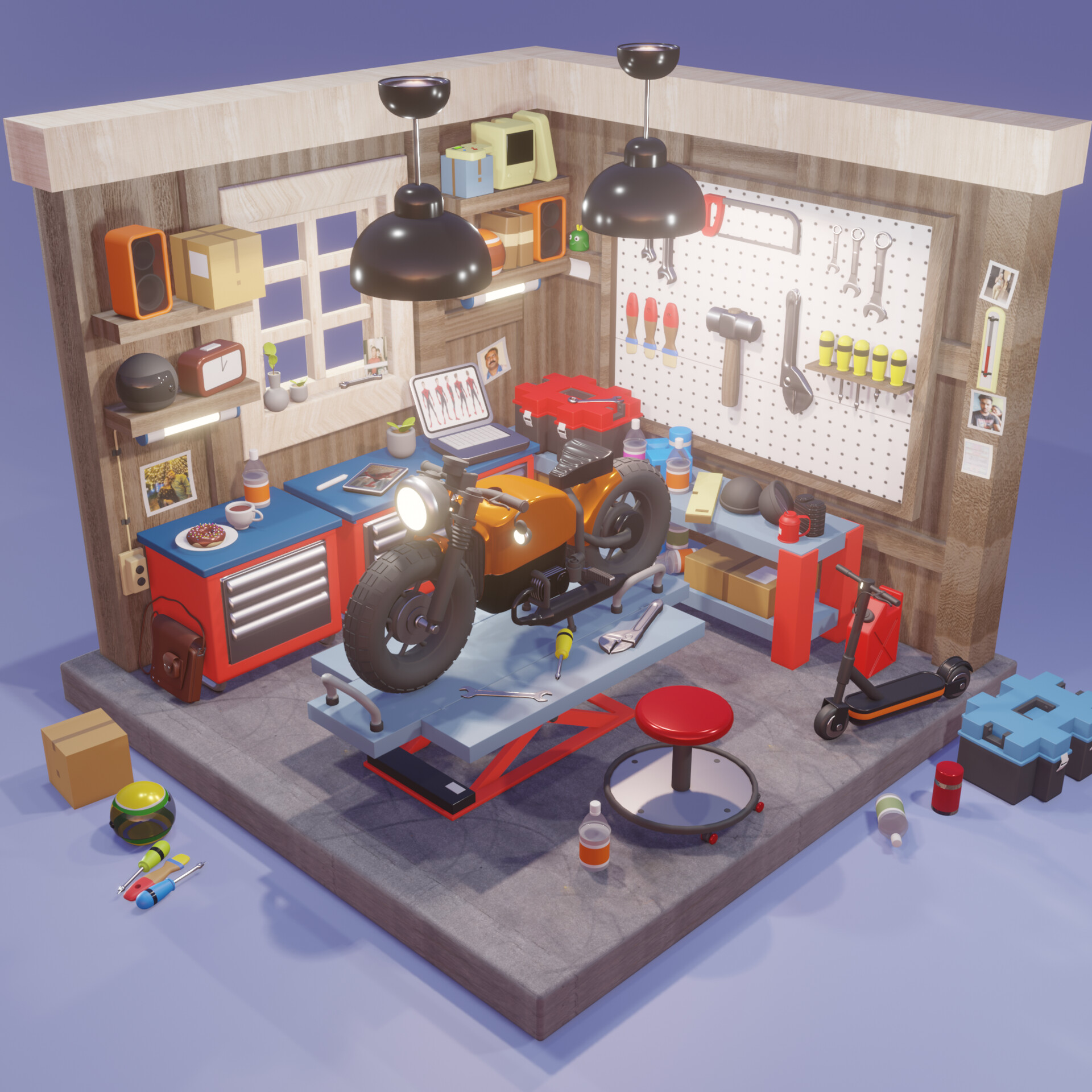 Artstation - Where Two-wheeled Dreams Come To Life 🚴🏍️ #garage #blender 