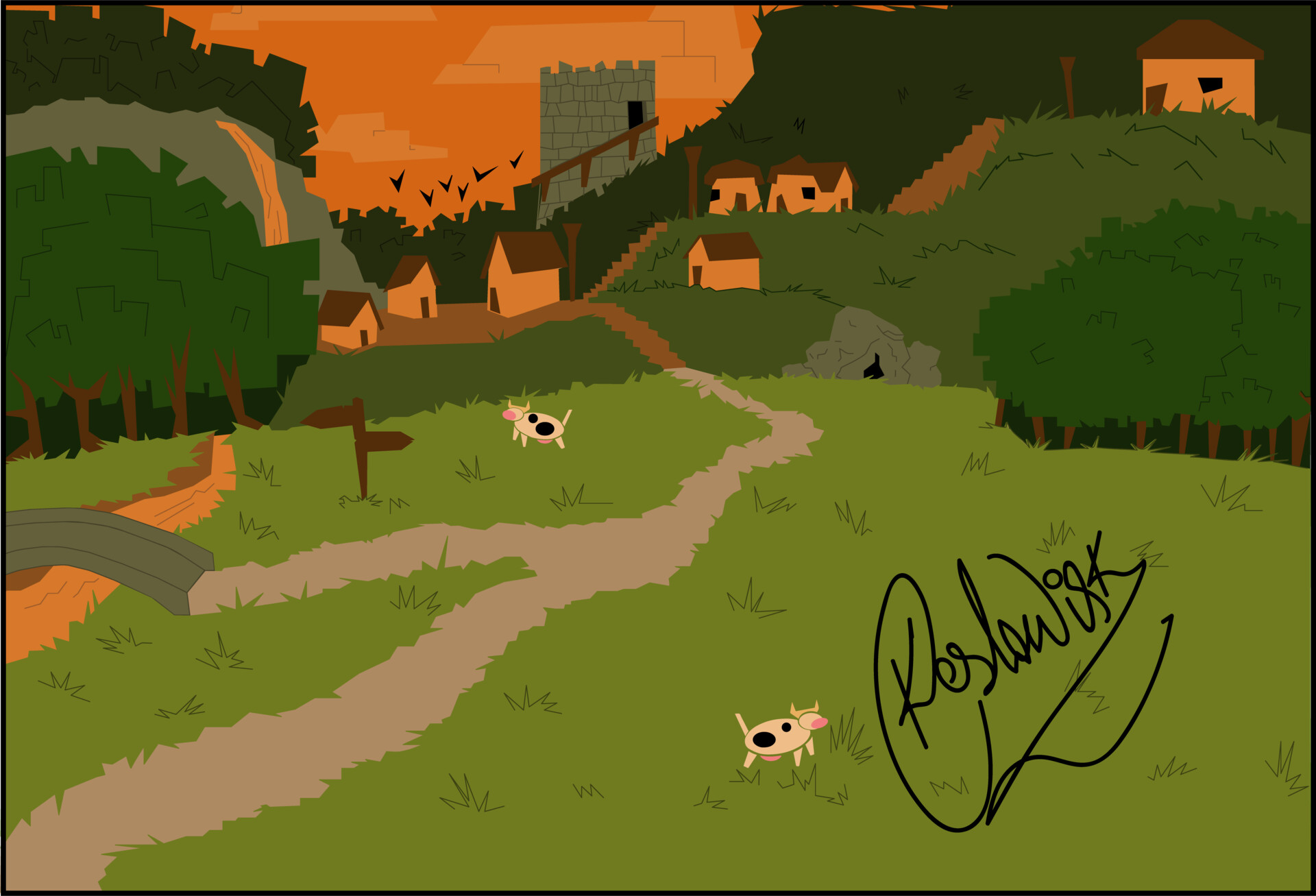 Artstation medieval adventure game landscape concept art