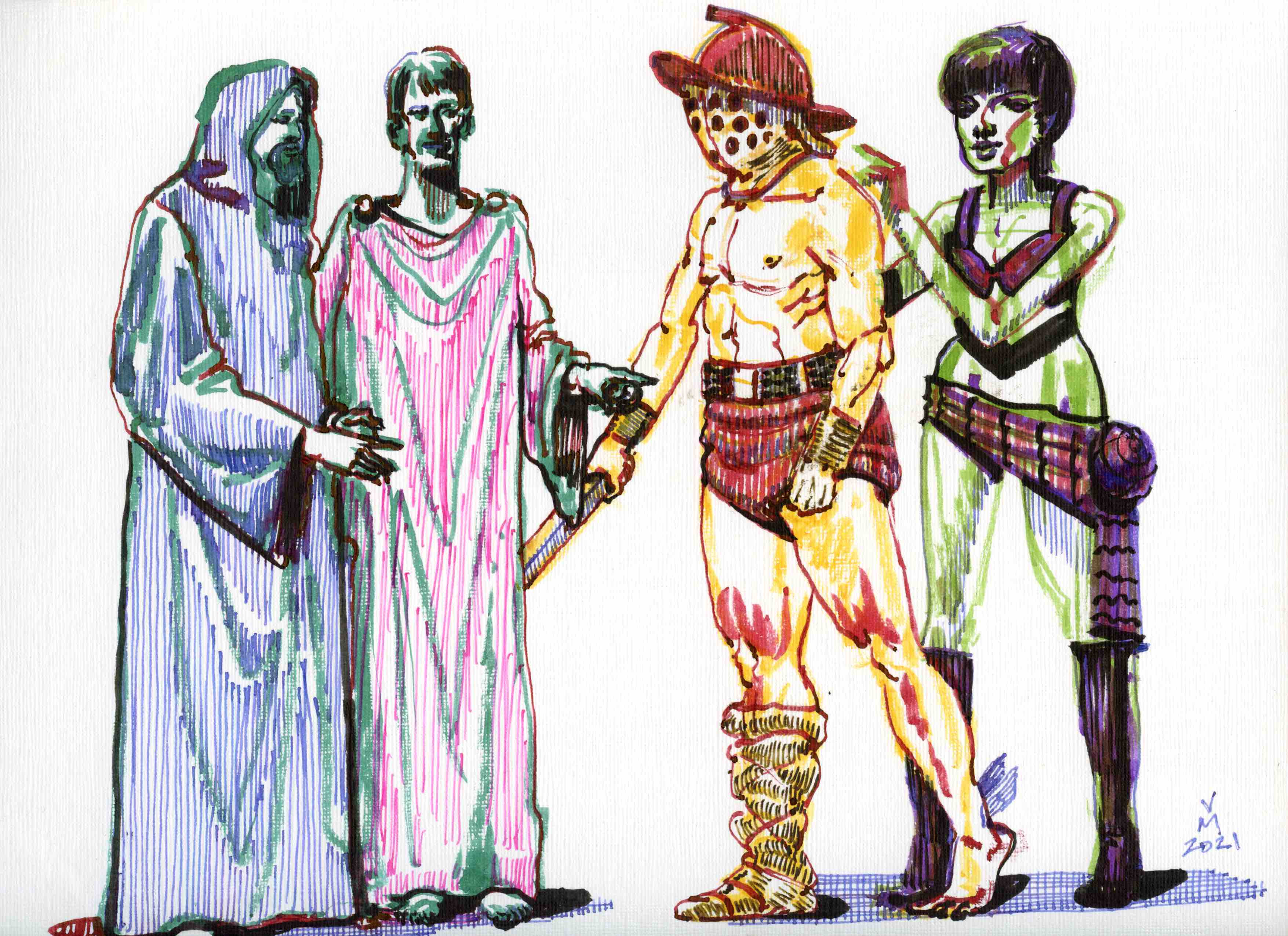 CHARACTER STUDIES, 7X10 Inches pen and ink on archival paper, 2021.