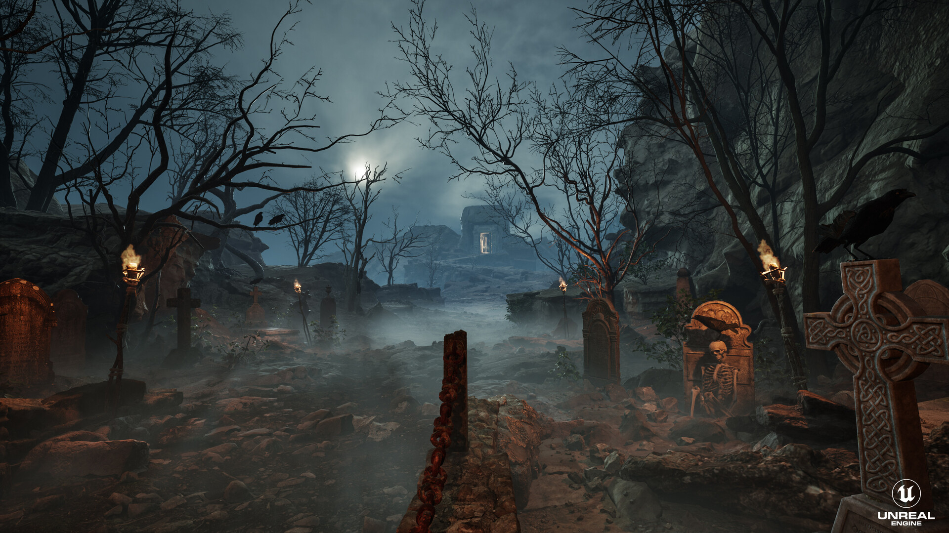 Unreal engine lumen. Дарк. dark souls 3. unreal engine 5. foggy graveyard.