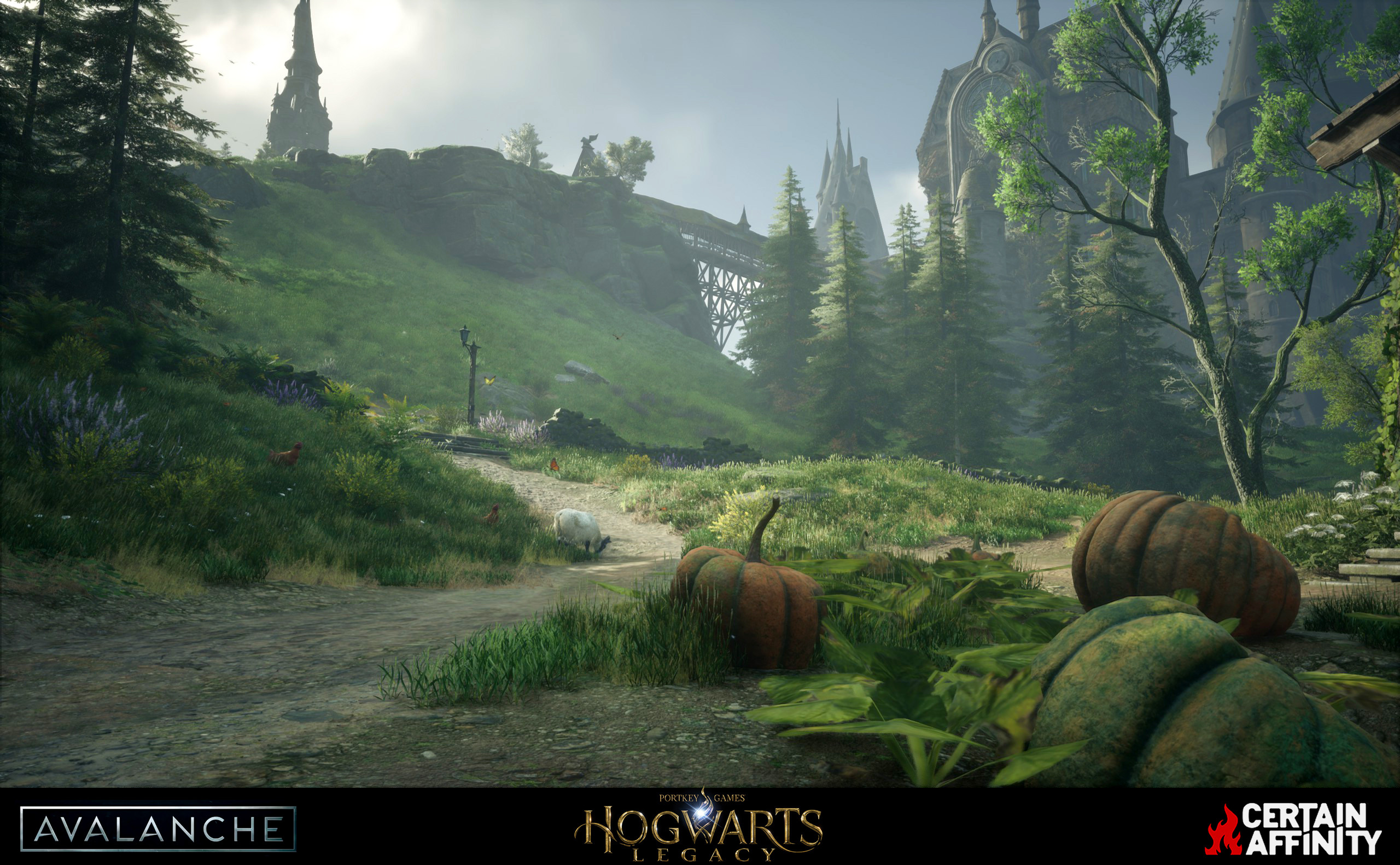 I worked on the terrain painting/sculpting, foliage placement, and set dressing across the Lower Hogsfield mountainside and paths