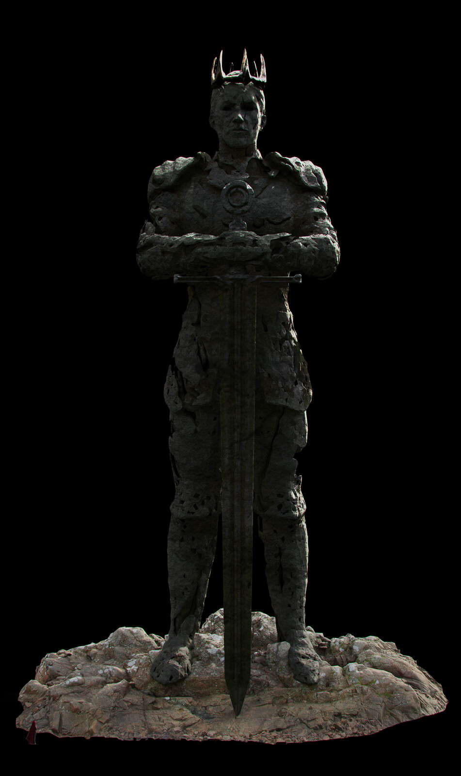 Statue/sword/crown made with 3d coat and Zbrush