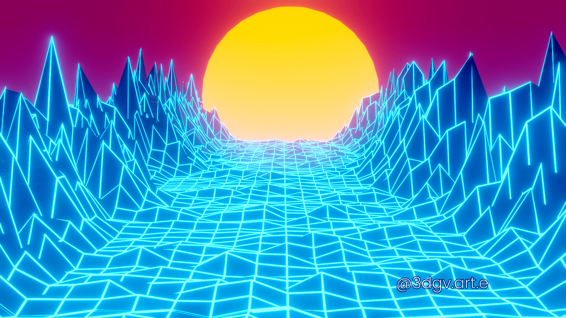 Artstation - 3d Vaporwave Retro Sun Animation