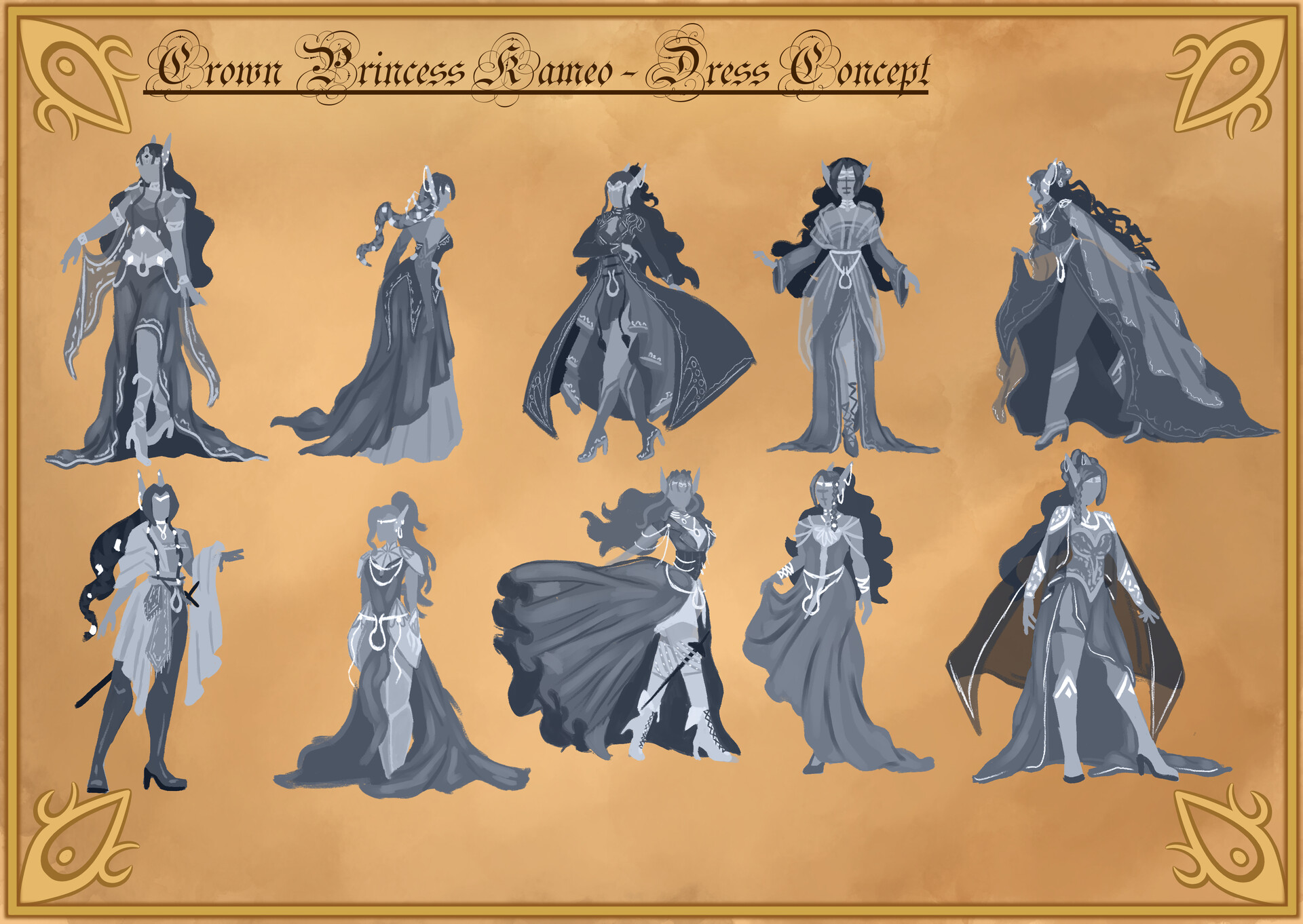 ArtStation - Kameo Design Bible - kameo crown princess costume designs