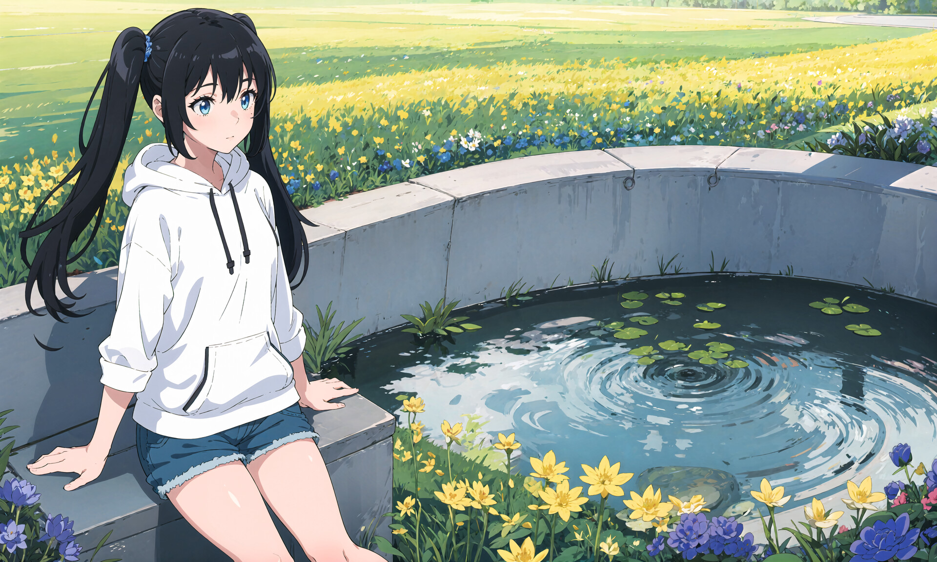 Anime Girls in a Wildflower Field 8k Graphic · Creative Fabrica
