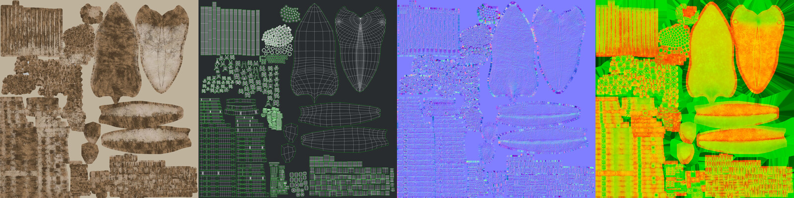 Texture Set: Albedo, UVs, Normal, DET