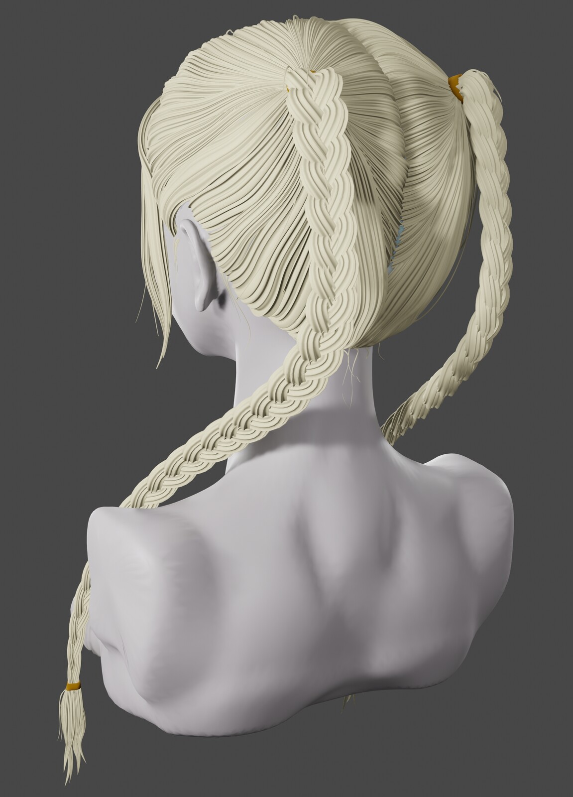 High braided ponytails from the back