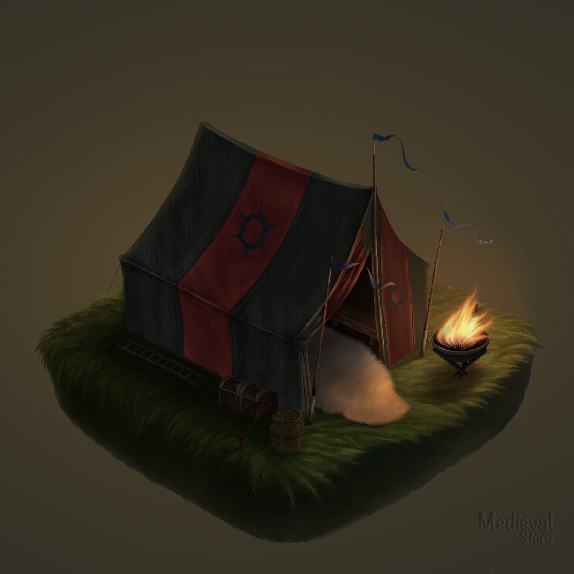 ArtStation - Medieval warrior tent