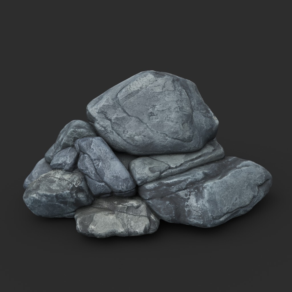 ArtStation - Low poly Black Sharp Rock 210226
