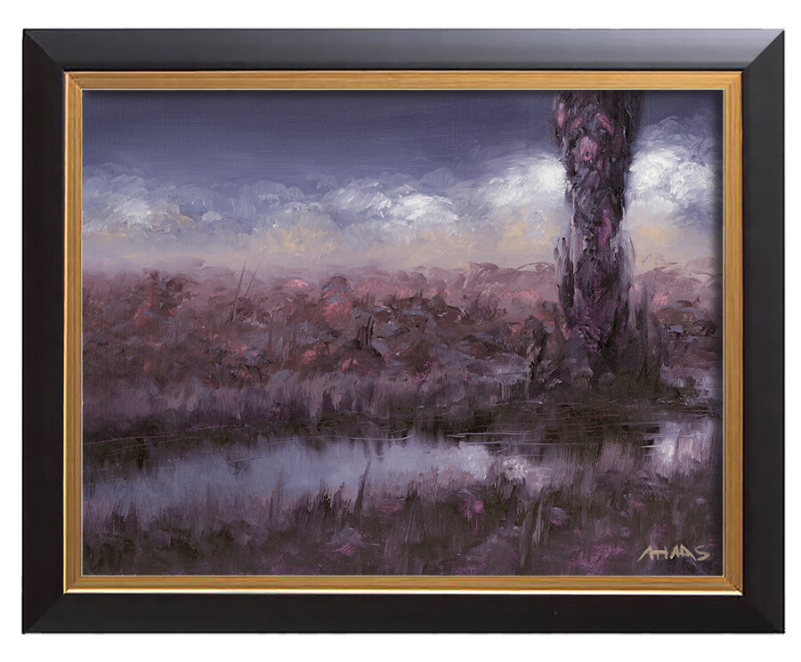 Purple dusk - for sale 11.8 x 15.7" This one is for sale for € 340,-. This is with a frame and shipping included. It's painted on canvas on panel, is signed and varnished and is a unique item. It comes with a frame ready to be hanged