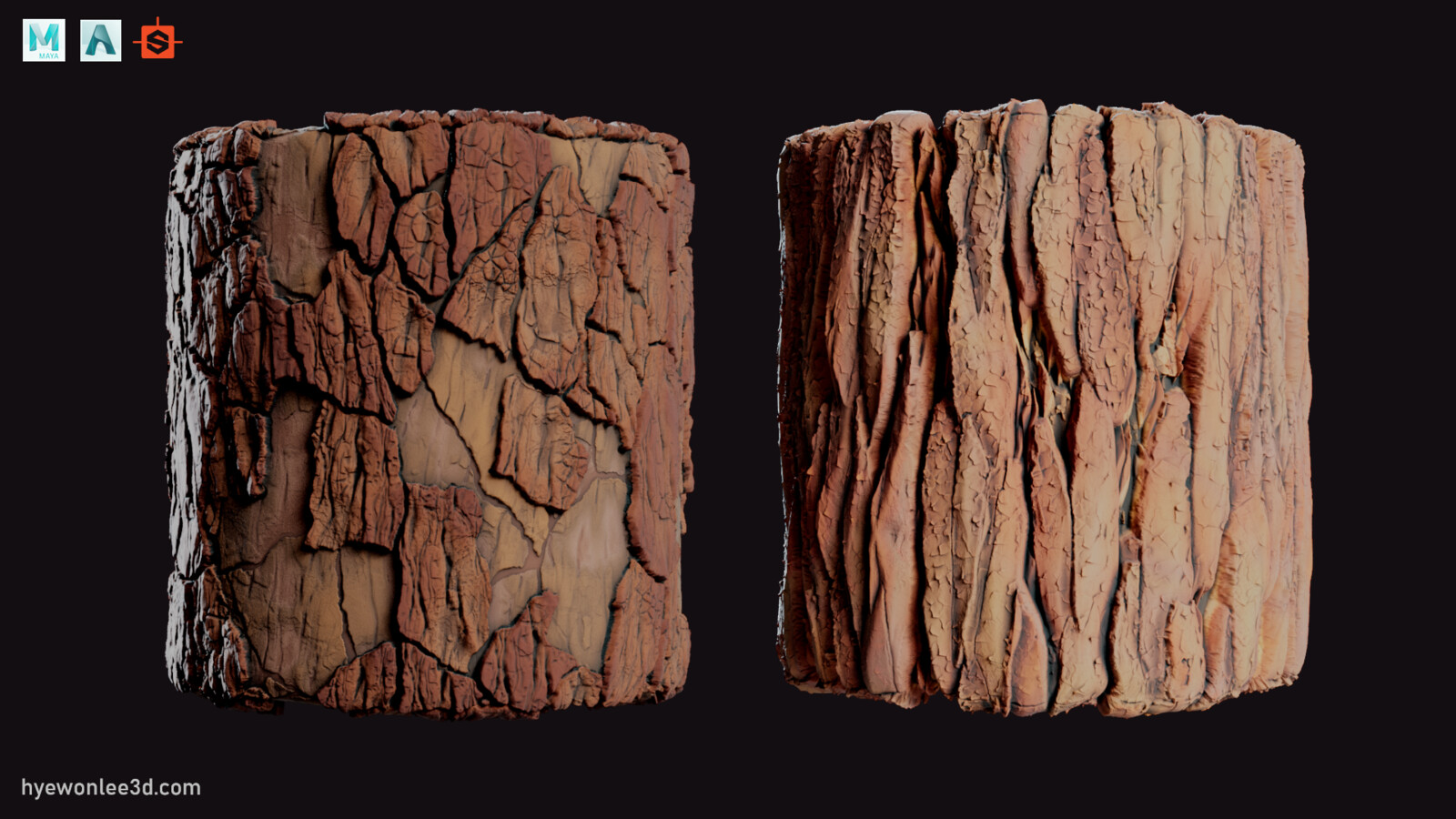 Stylized Tree Bark and Fish Materials