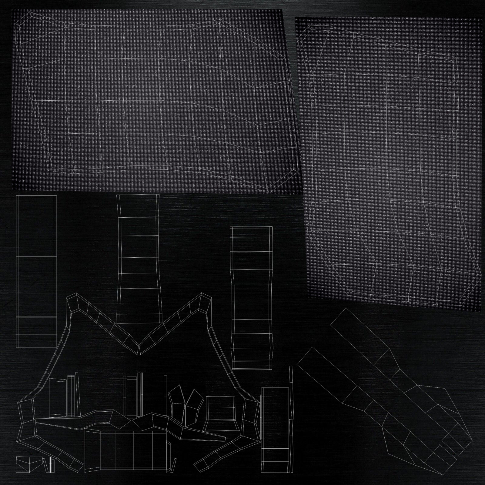 The UV Unwrap and the diffuse texture image of the Handle and Grip