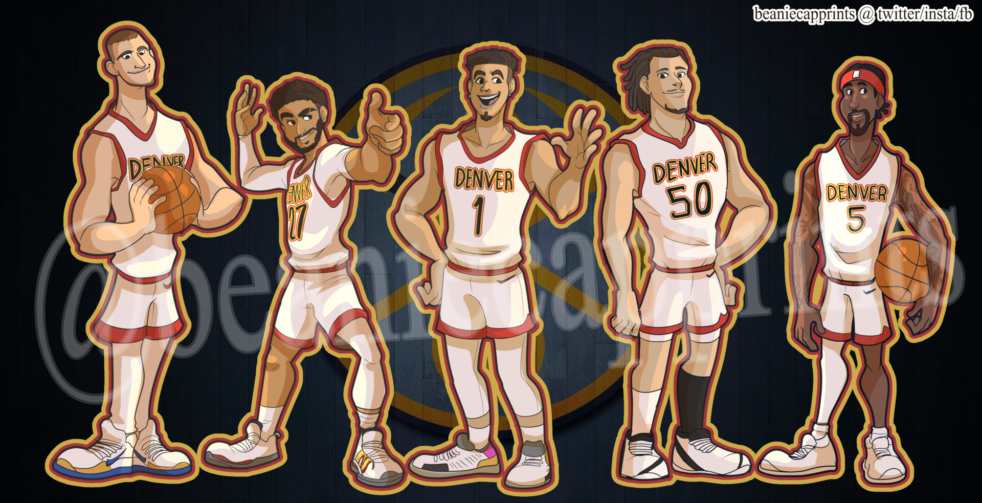 ArtStation Caricatures 202223 Denver Nuggets Starting 5