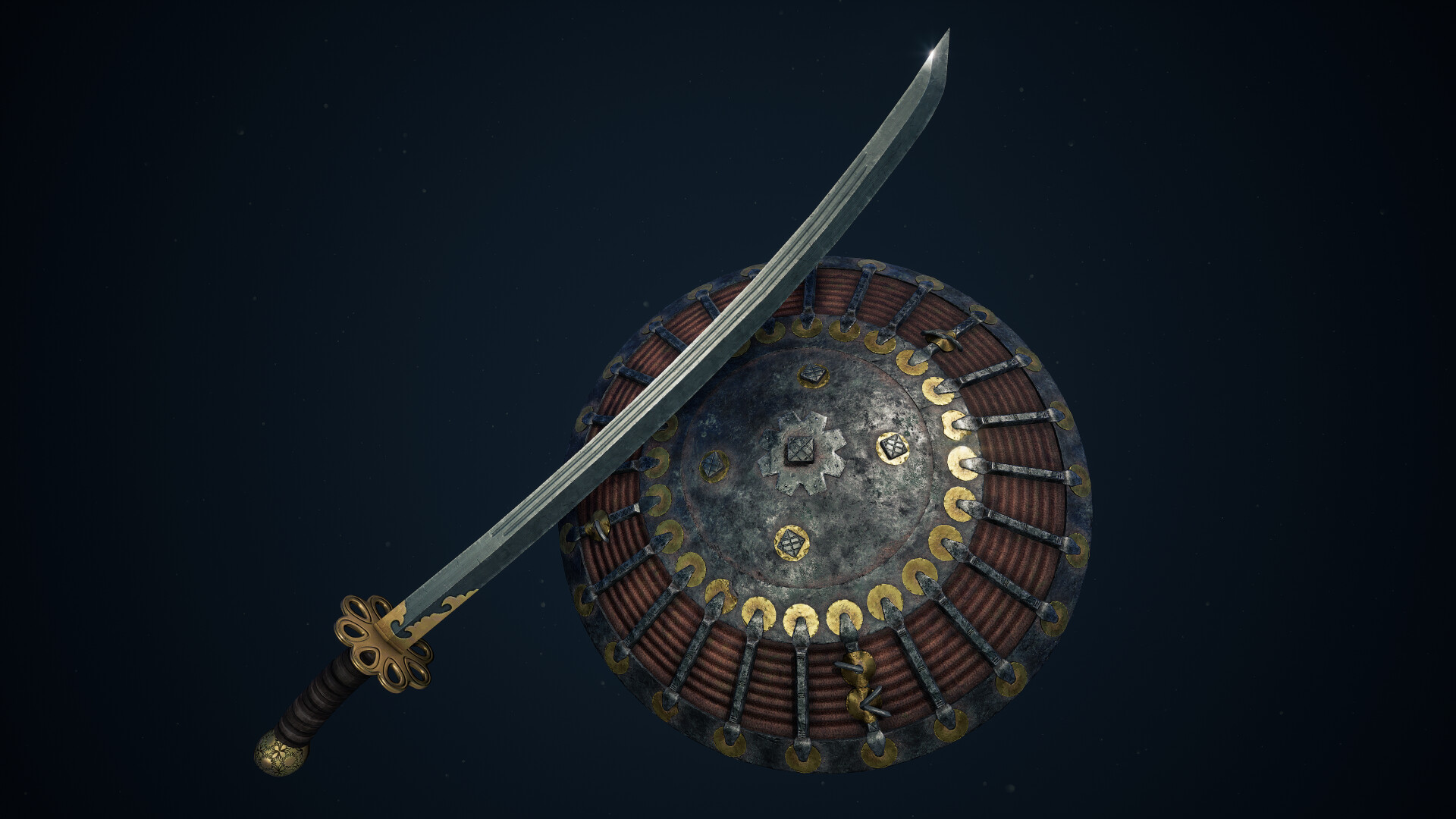 Artstation mongolian sword and shield