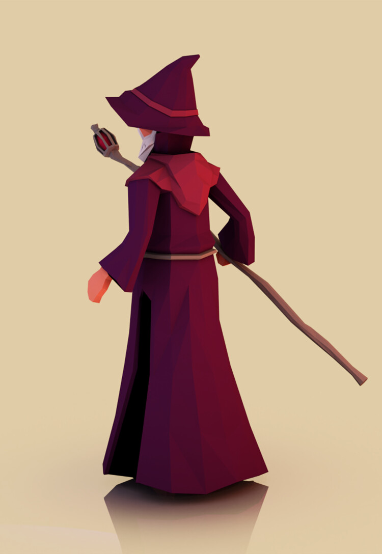 Low poly wizard back.