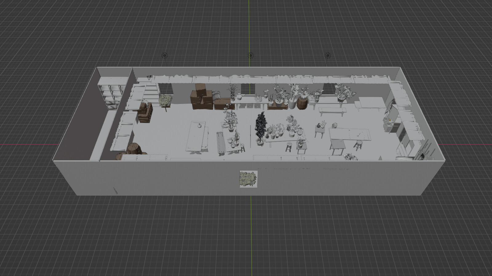 The blockout of the room and most key items.