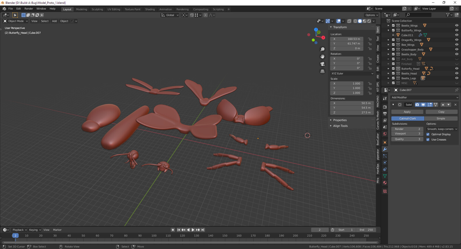 Insect body parts for a museum exhibit.