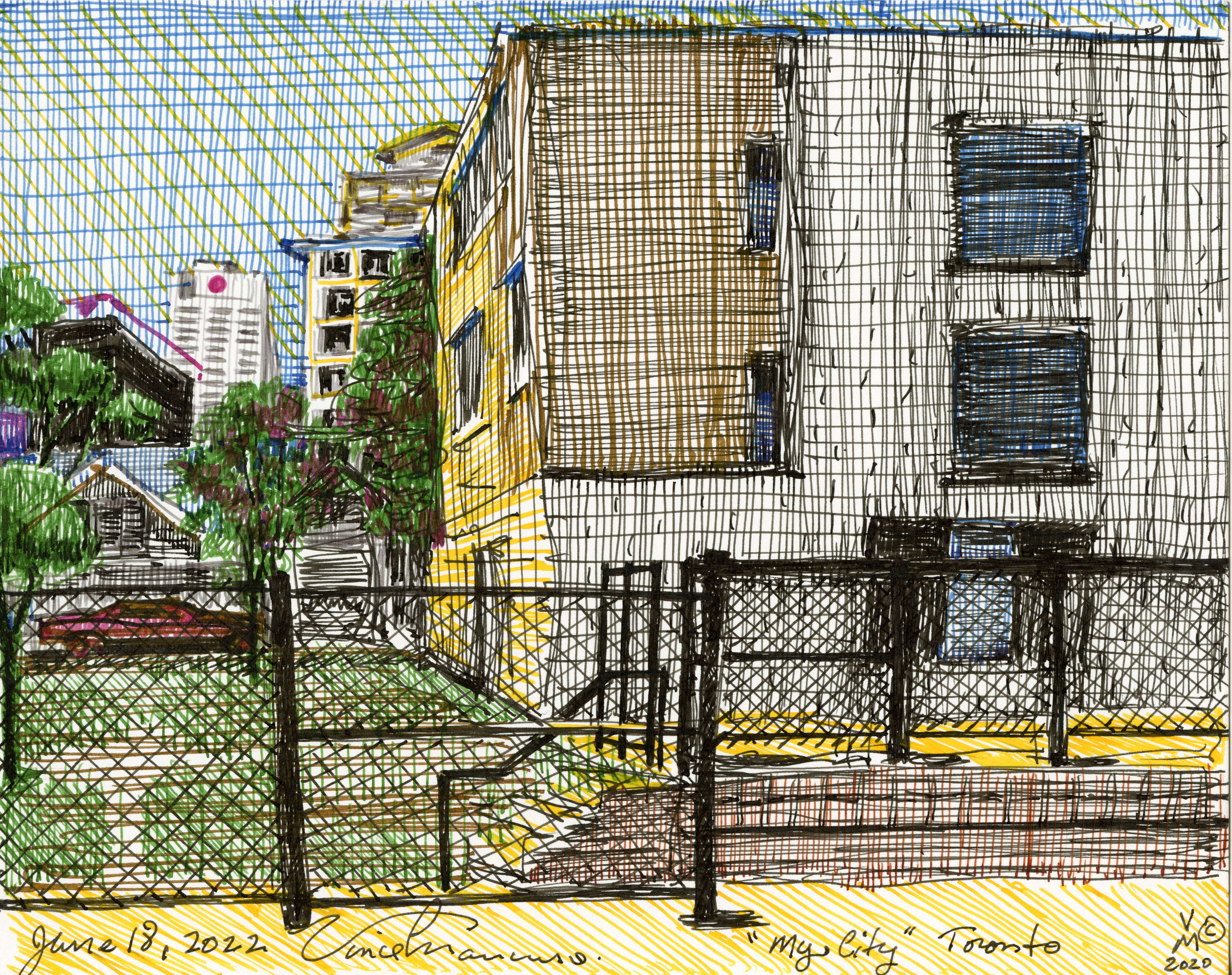 ON LOCATION, 11X8.5 Inches pen and ink on archival paper, 2022