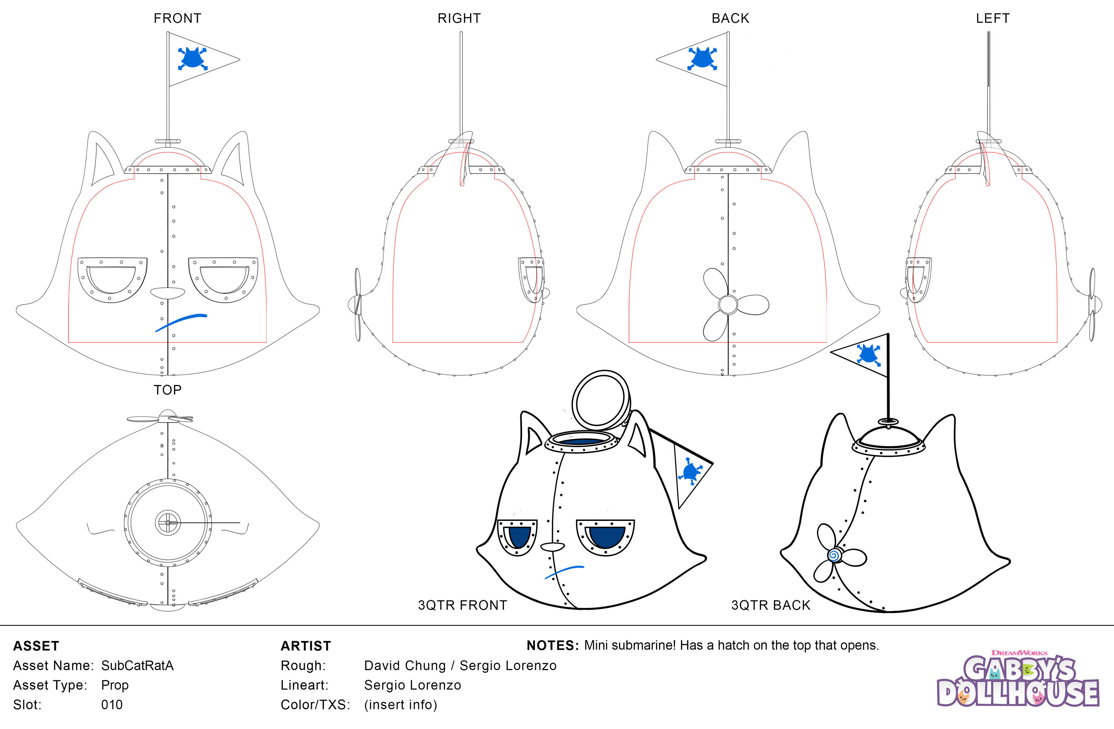 Cat Rat's Submarine Line Art