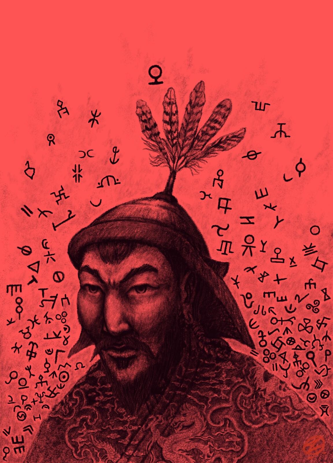 ArtStation Genghis Khan ( Son of Tengri ) Red