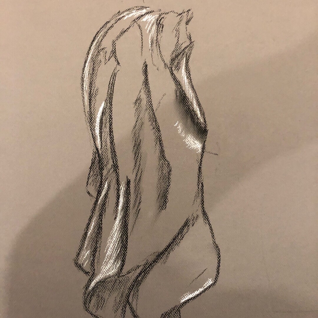 Cloth draped on man