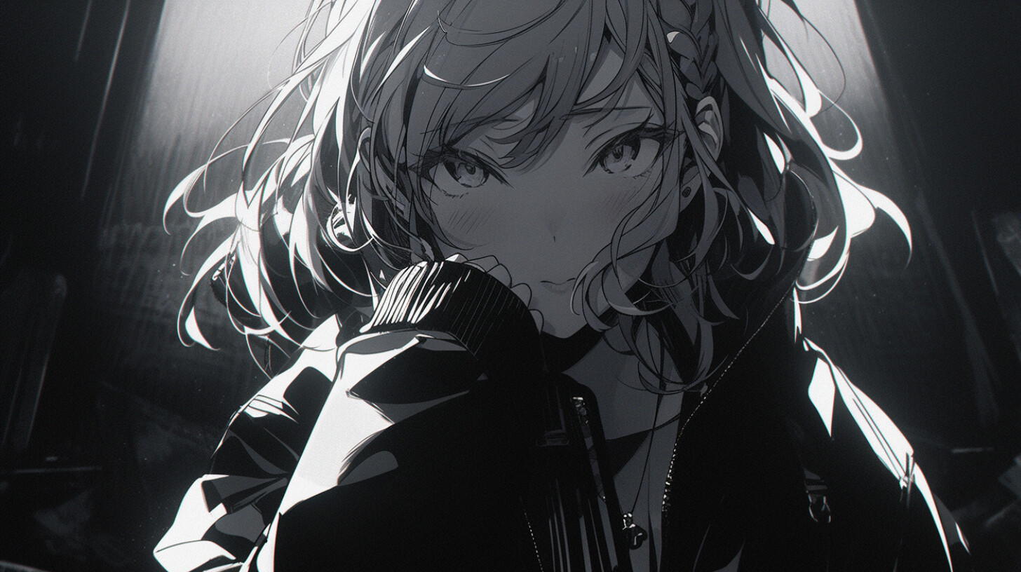 ArtStation Illustration Black and white anime girls