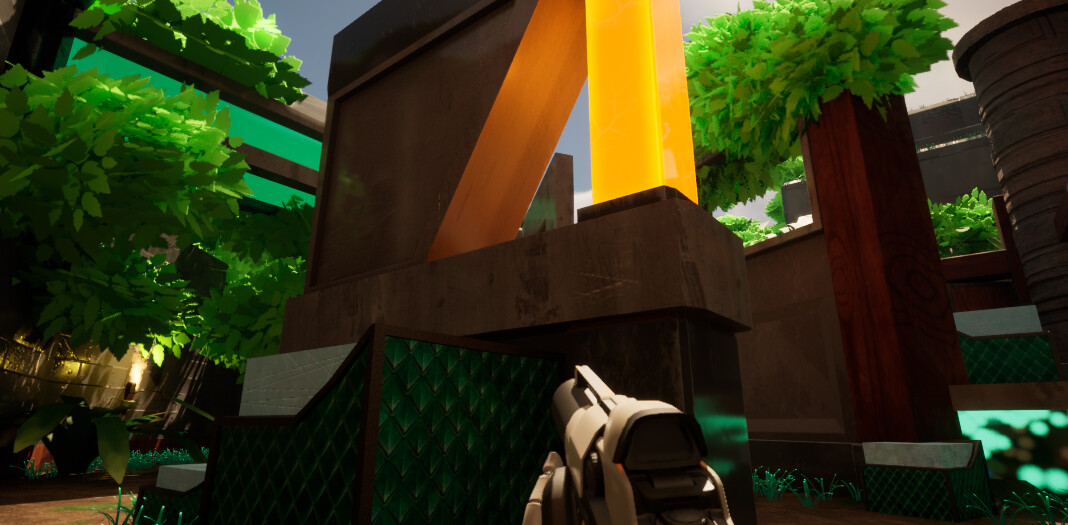 A long wall by defender spawn looking at triangle wall