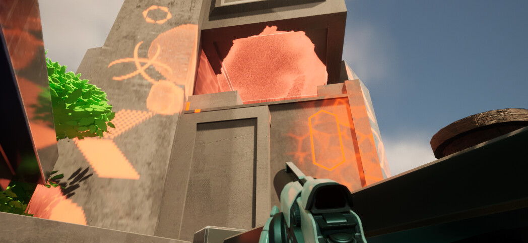View of the futuristic teleporter from attacker spawn