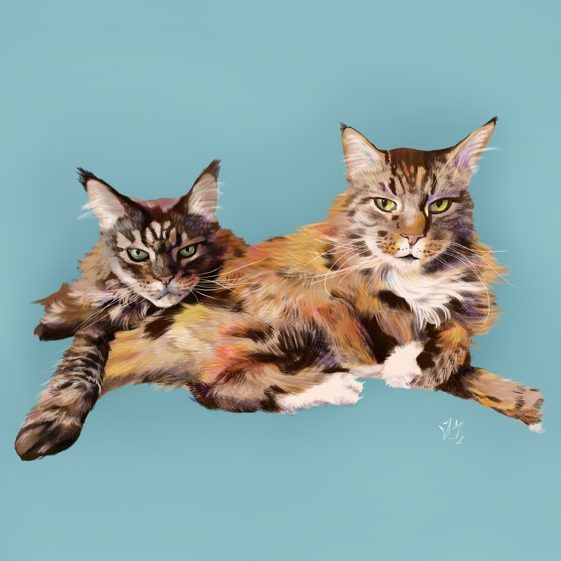 ArtStation Commission Cat Siblings