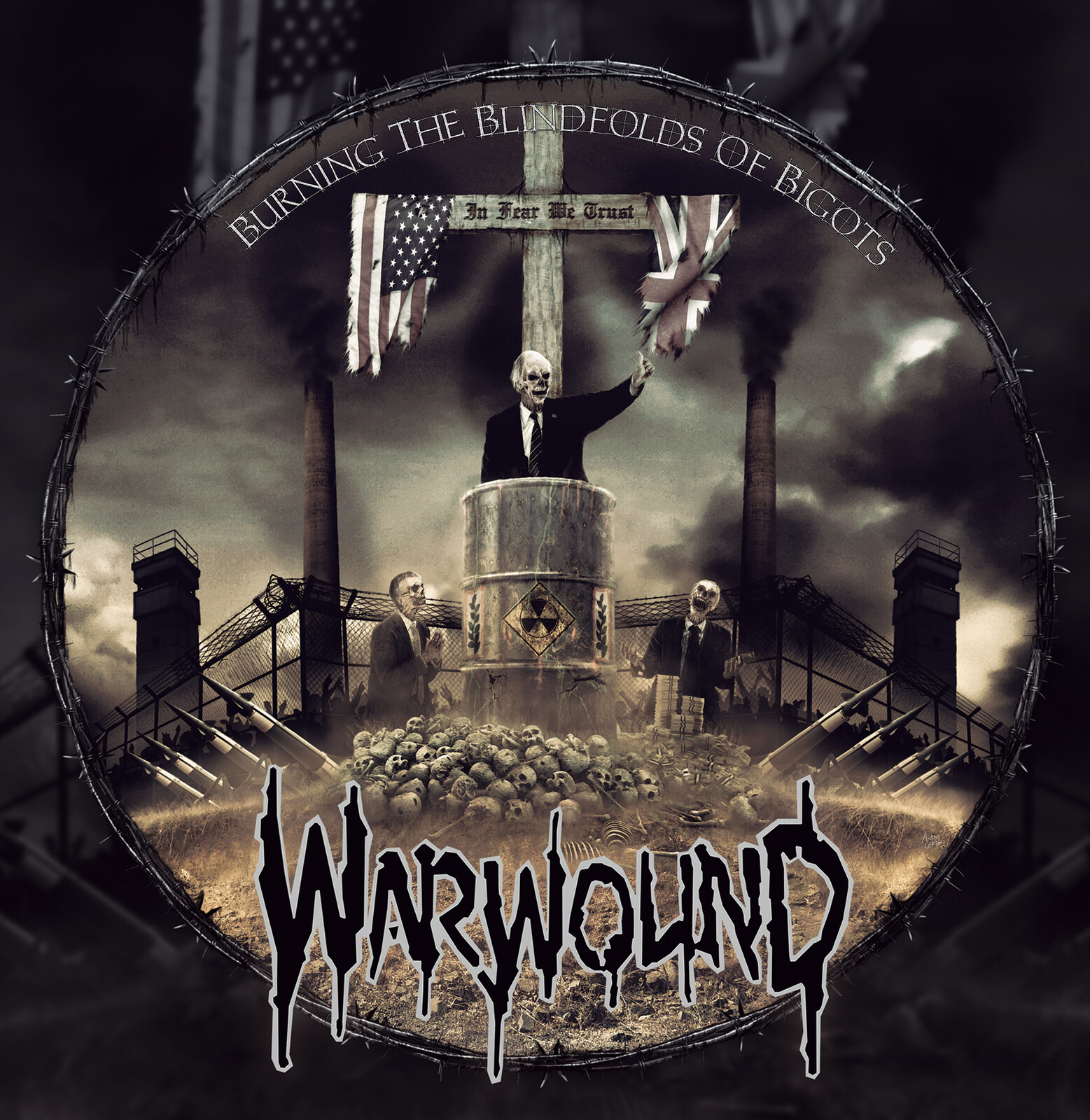 Warwound - Burning the blindfold of bigots LP cover art