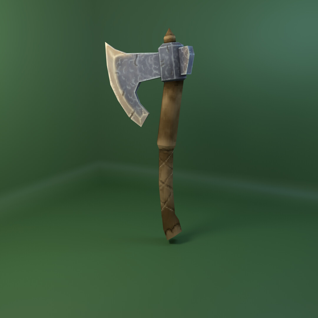 Low resolution texture painted axe