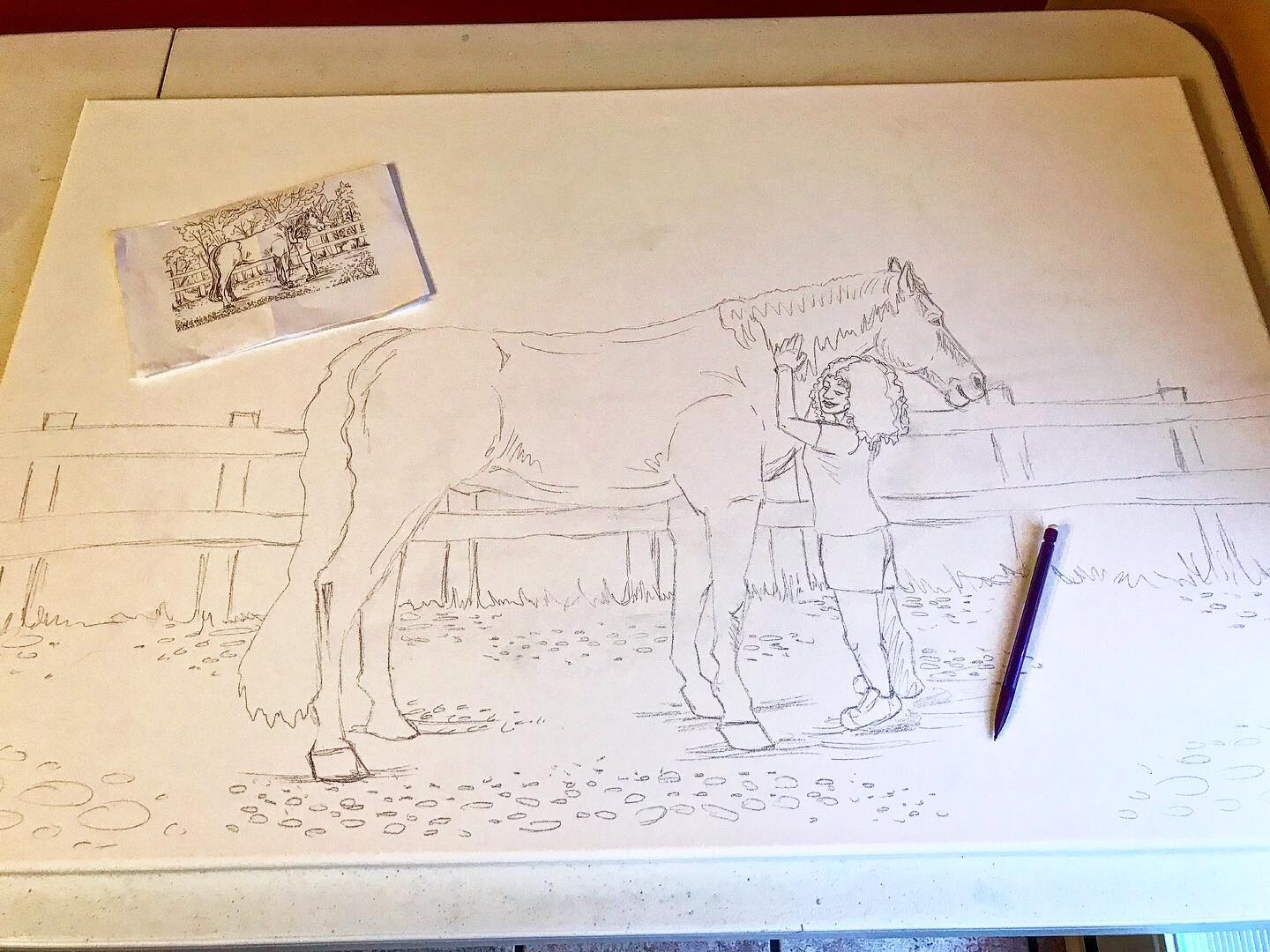 Transferred sketch onto a large (24" x 34") canvas