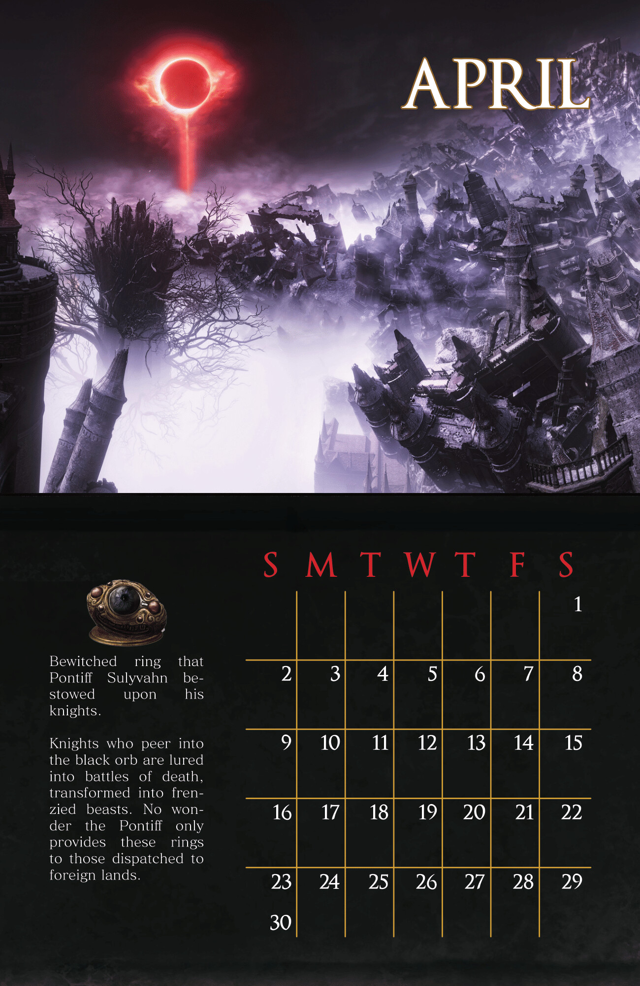 Kevyn Corona Dark Souls III Calendar