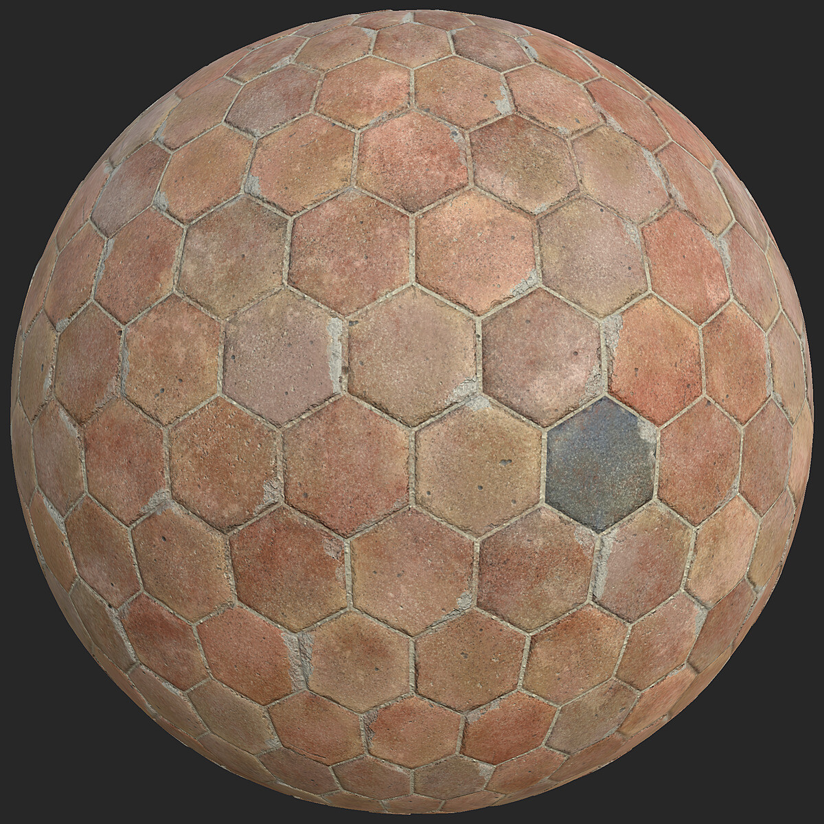 TextureCan - Dusty Hexagonal Orange Terracotta Tiles (FREE PBR Texture)