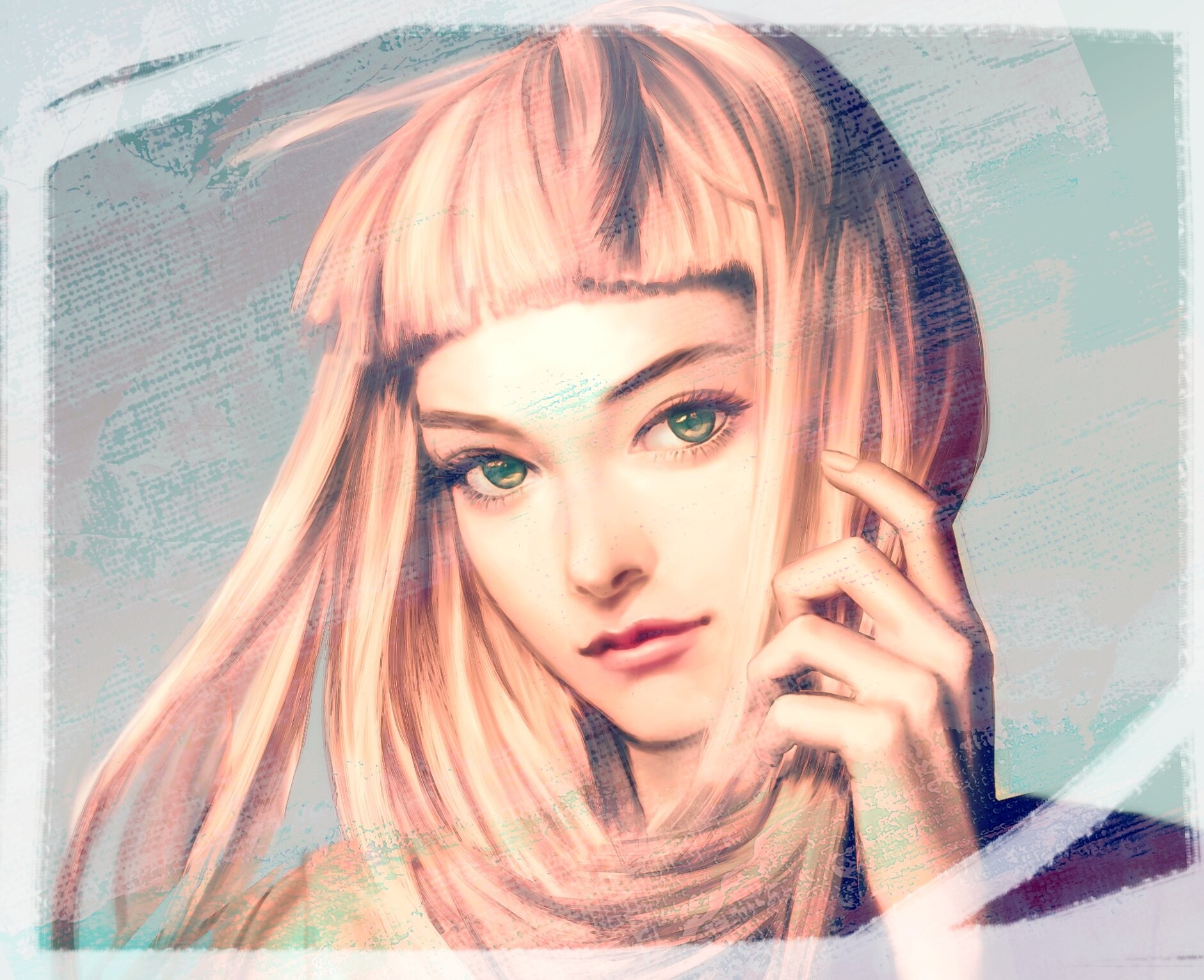 ArtStation - study art pink hair woman
