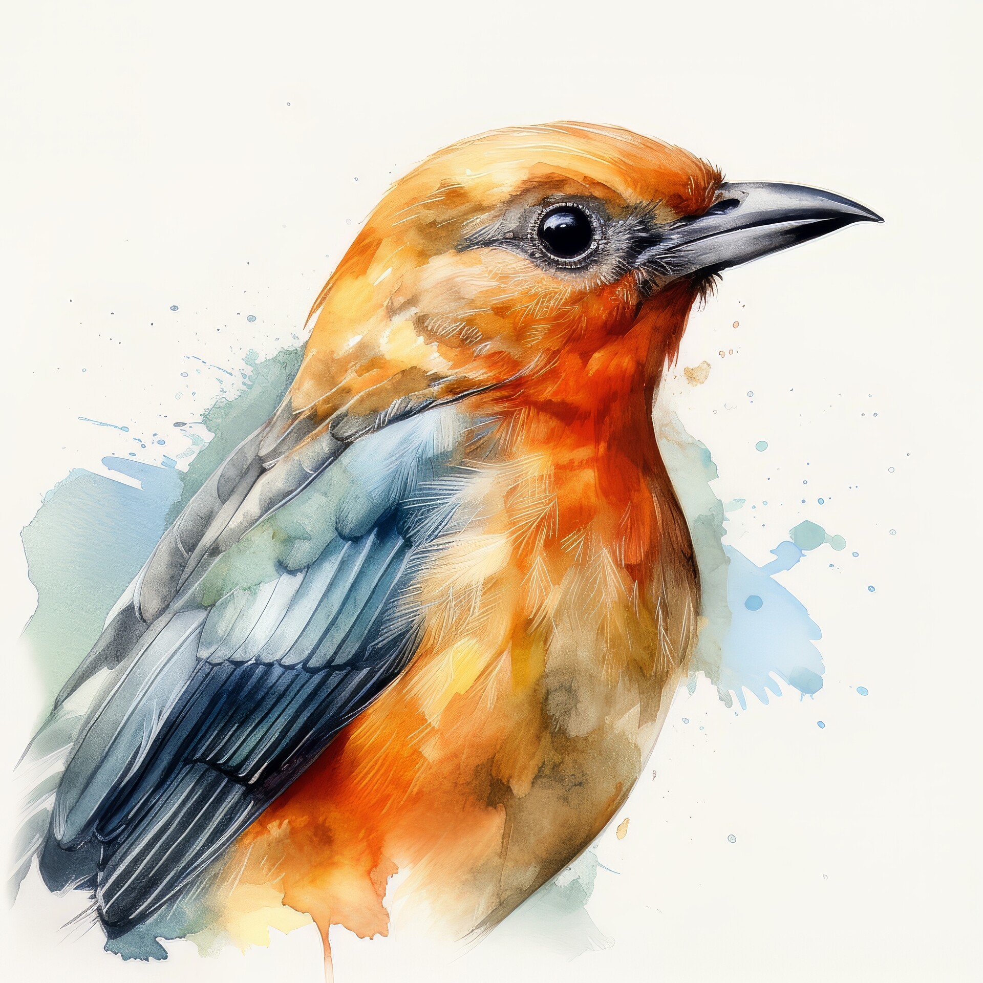 Francois Ringuette - Tanager Bird Portrait Watercolor Painting