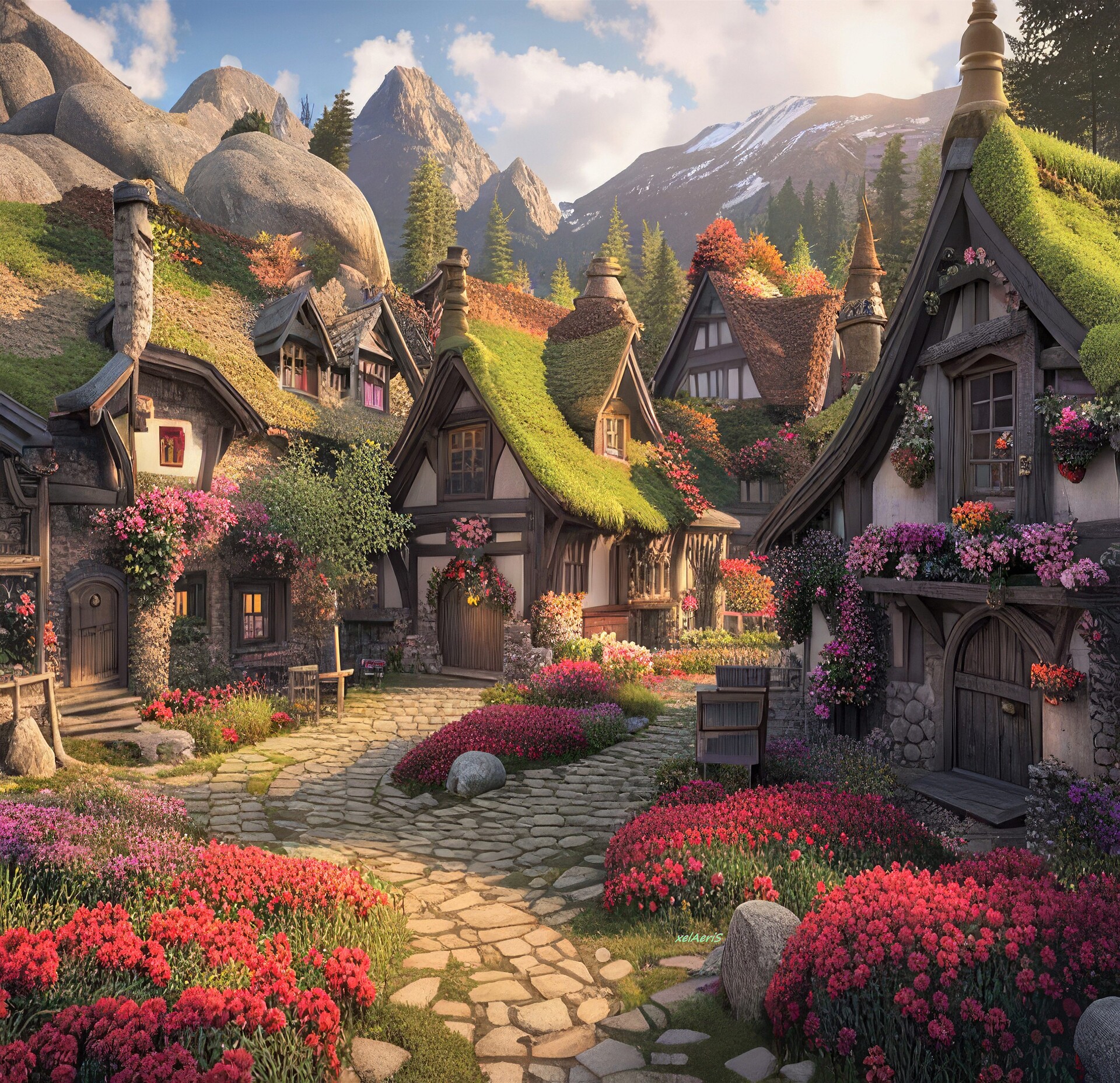 ArtStation Dreamy fairytale Village🌈