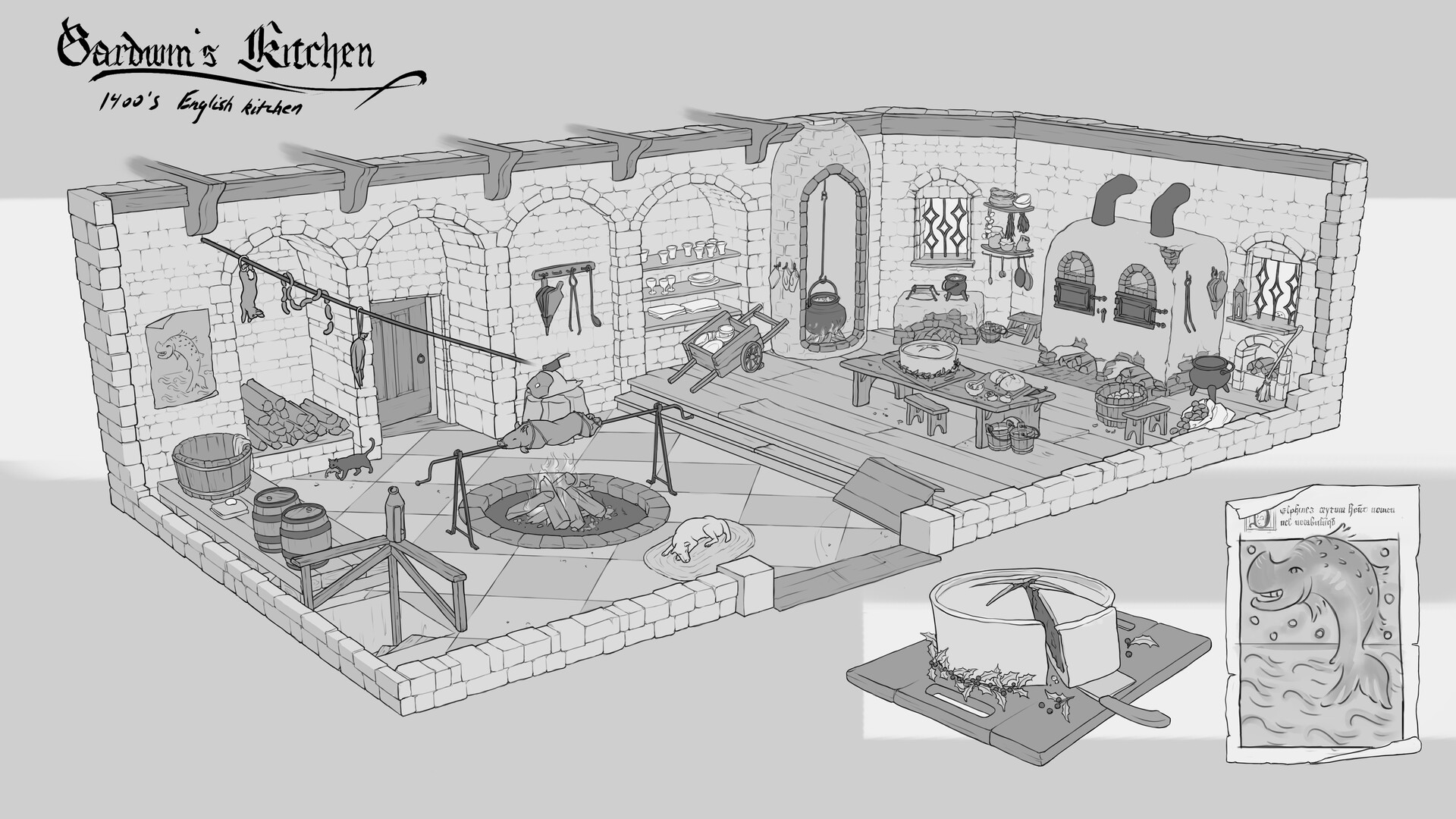 ArtStation Gardwin's KitchenMedieval Castle Kitchen