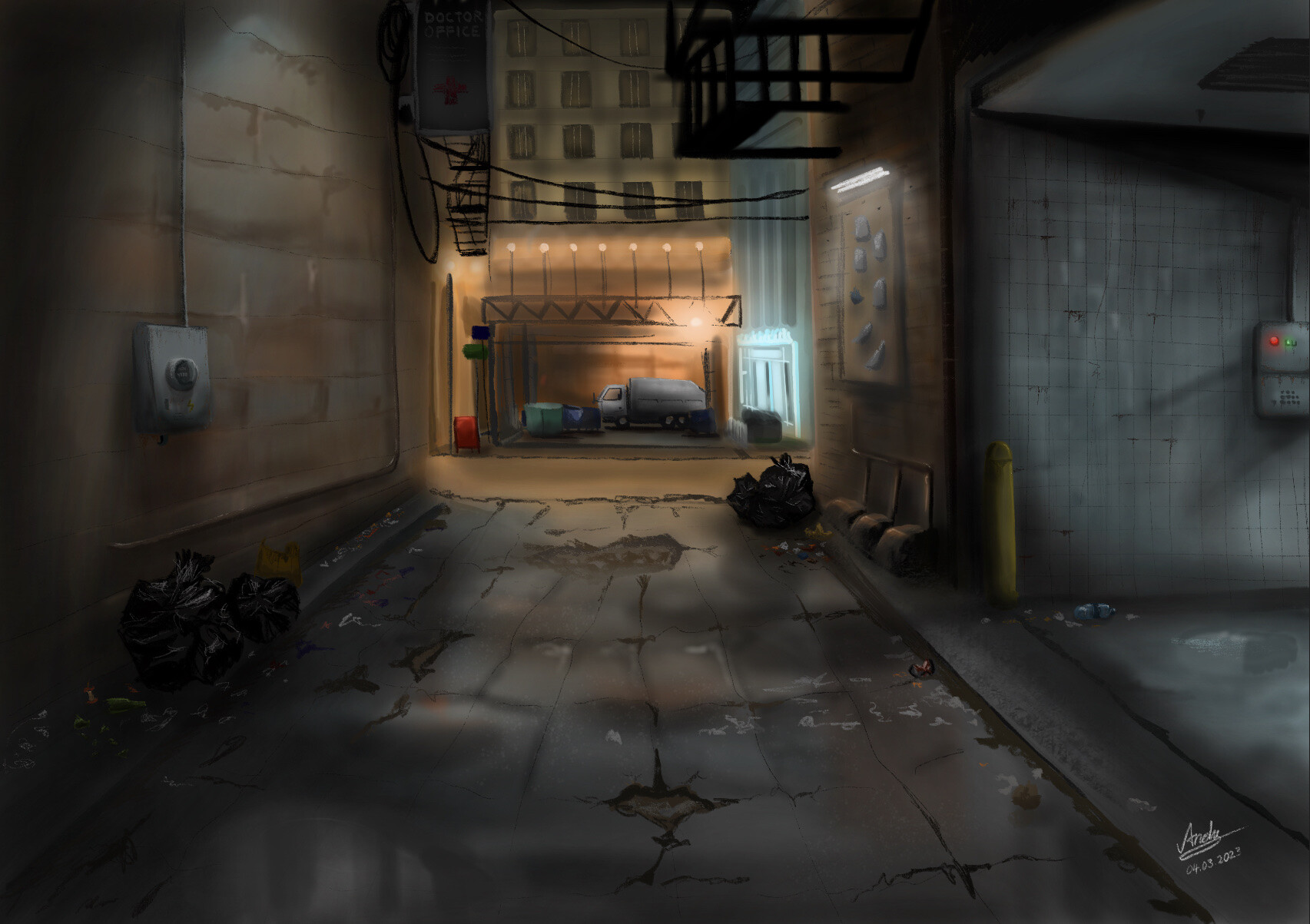 ArtStation - Urban Alleyway - Procreate